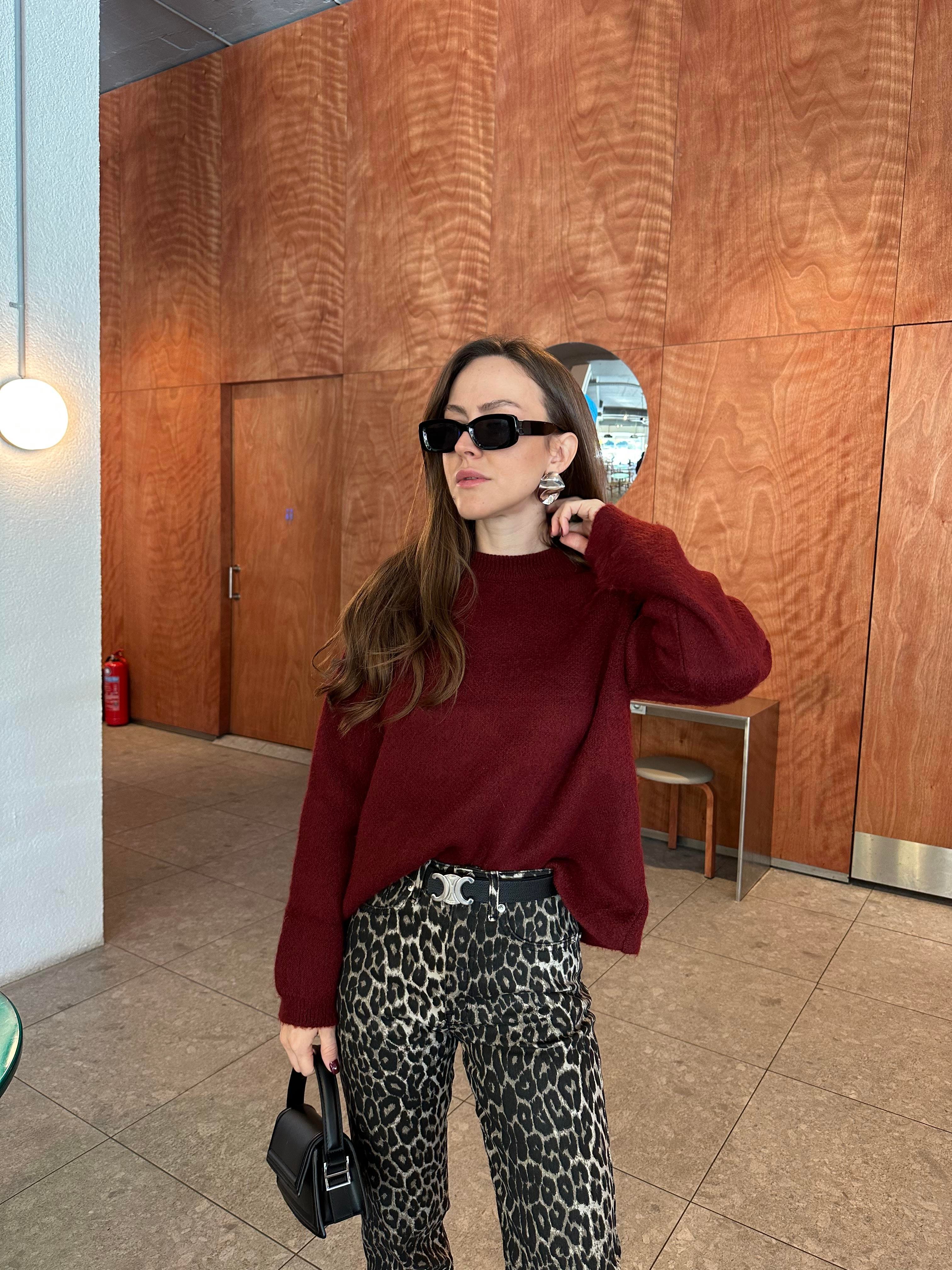 MARKA MODEL BİSİKLET YAKA BORDO KAZAK