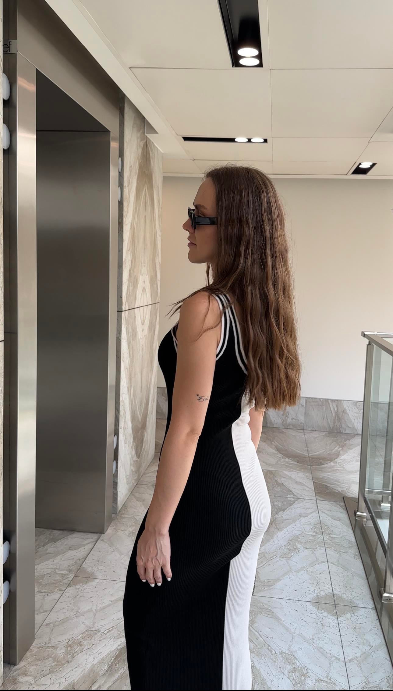 MARKA MODEL KALIN ASKILI ÇİFT RENK ELBİSE