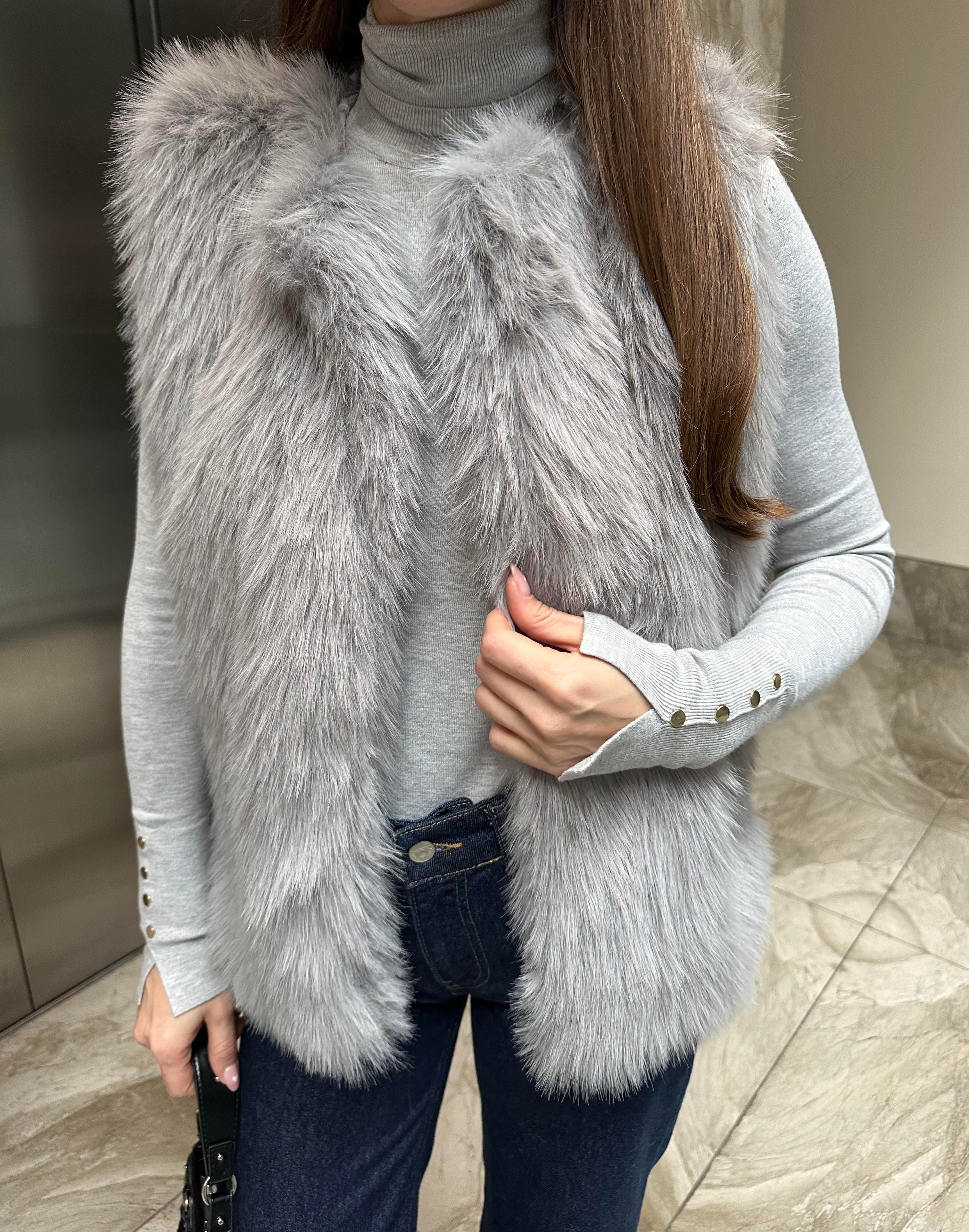 MARKA MODEL PREMIUM GRİ KÜRK YELEK