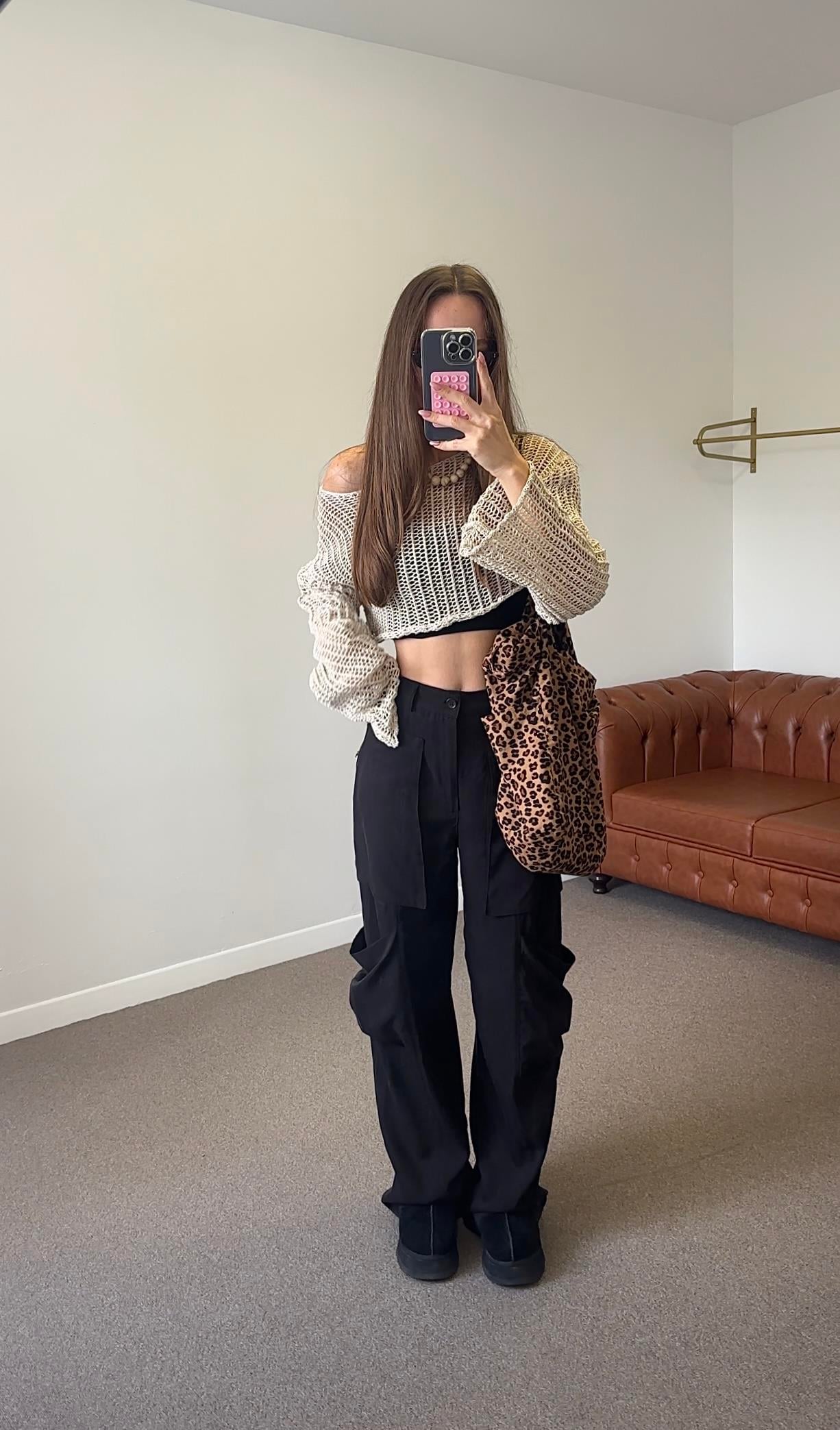 MARKA MODEL SİYAH TENCEL  KARGO PANTOLON
