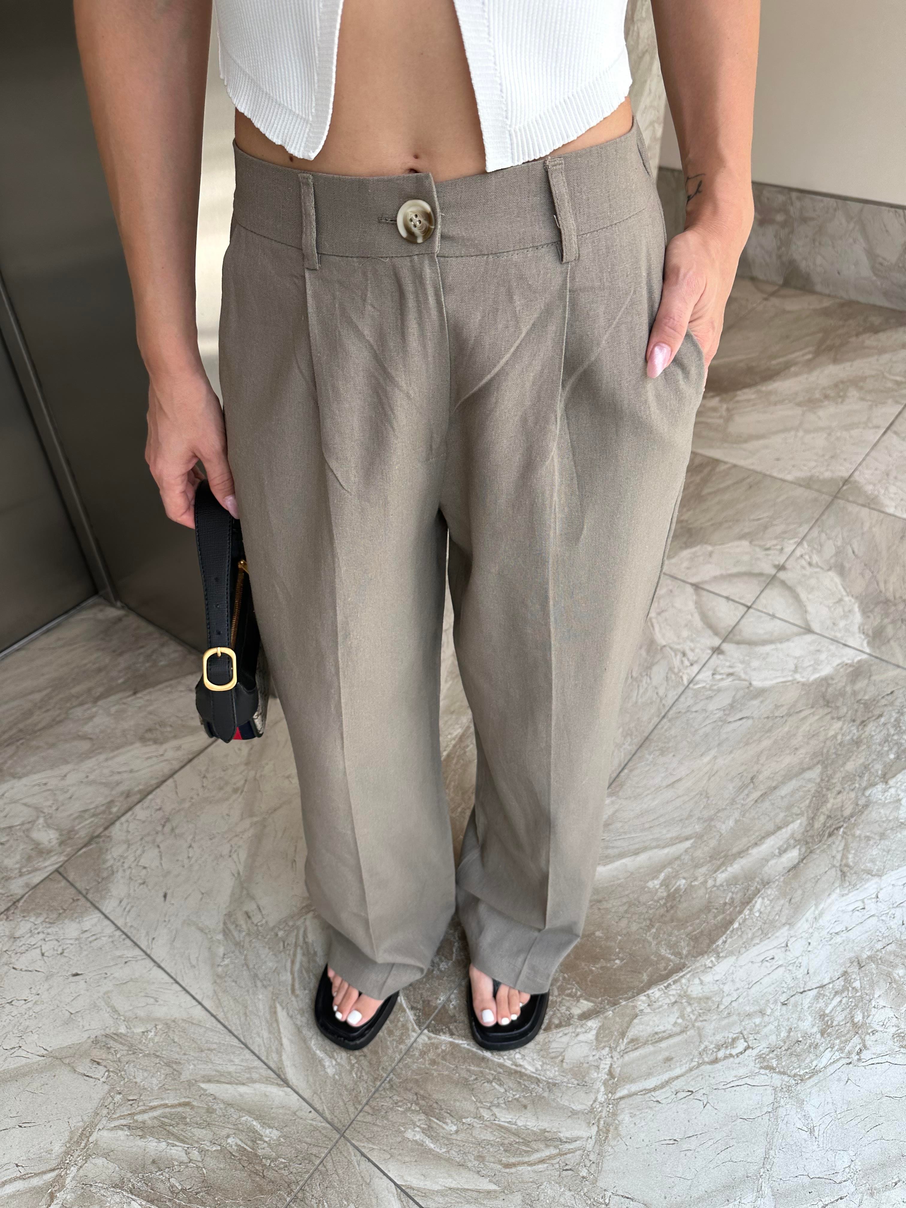 MARKA MODEL VİZON KETEN PANTOLON