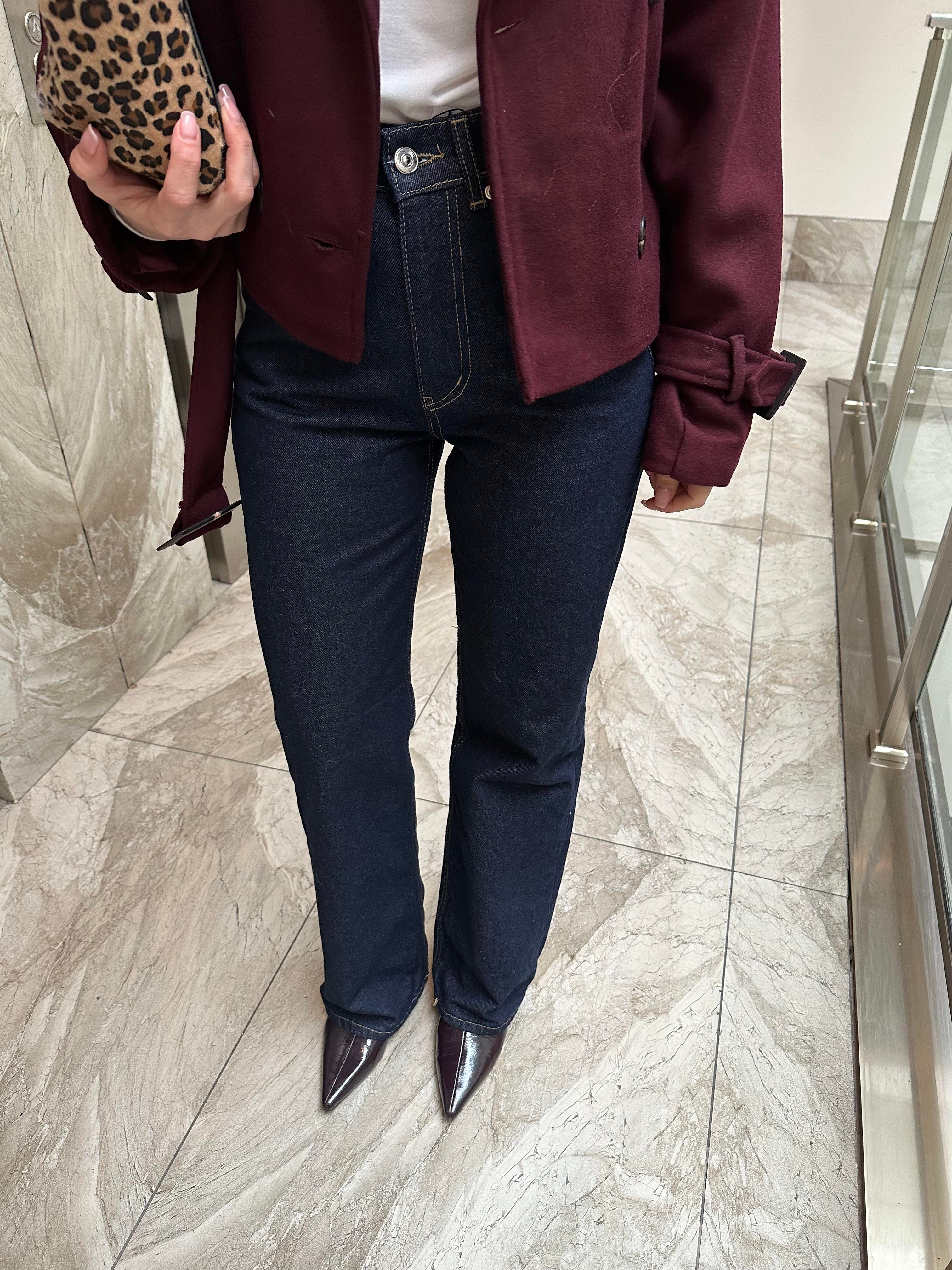 Orjinal Marka Lacivert Straight Yüksek Bel Jean