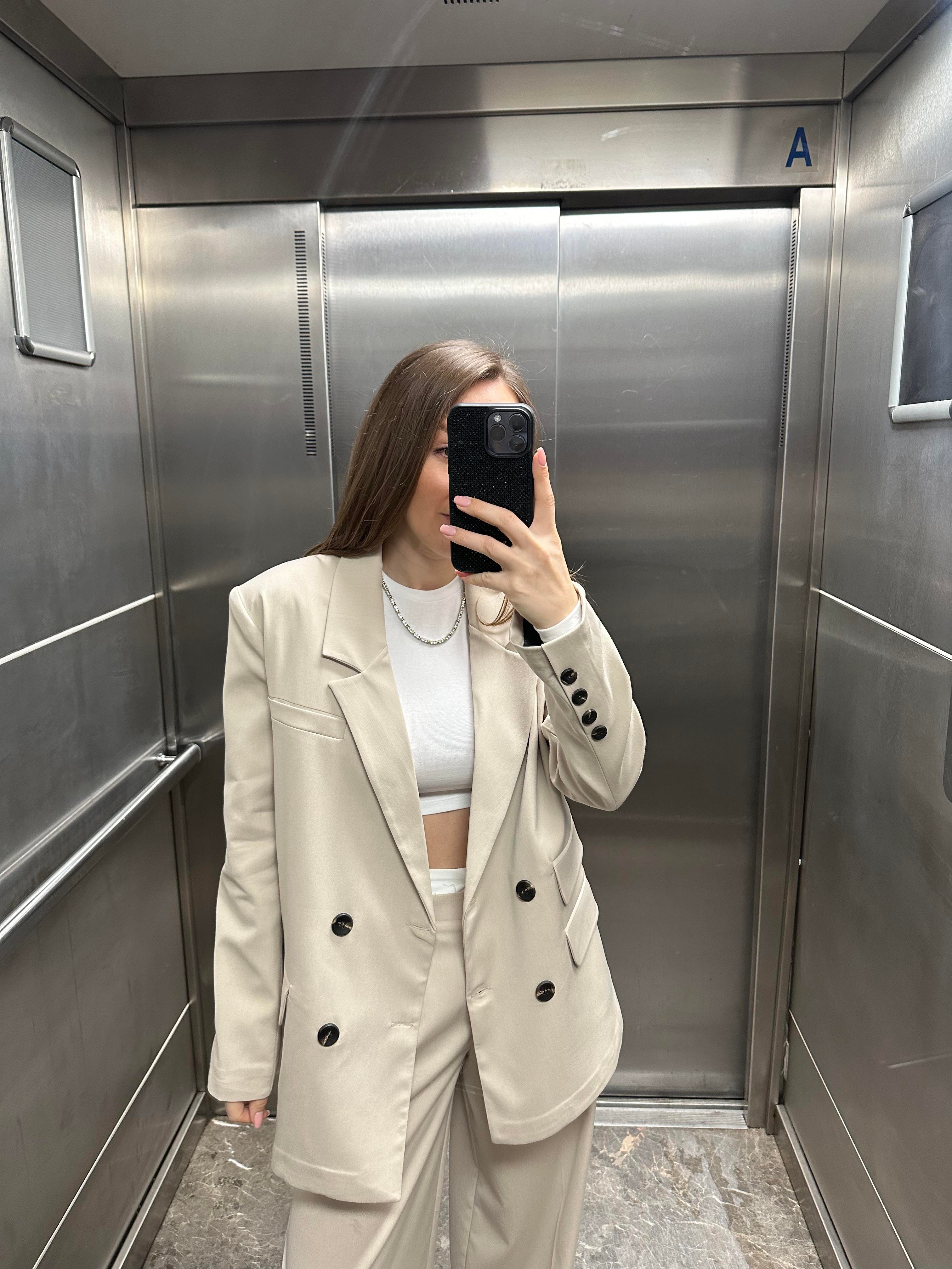 PREMIUM DÜĞMELİ OVERSİZE TAŞ CEKET
