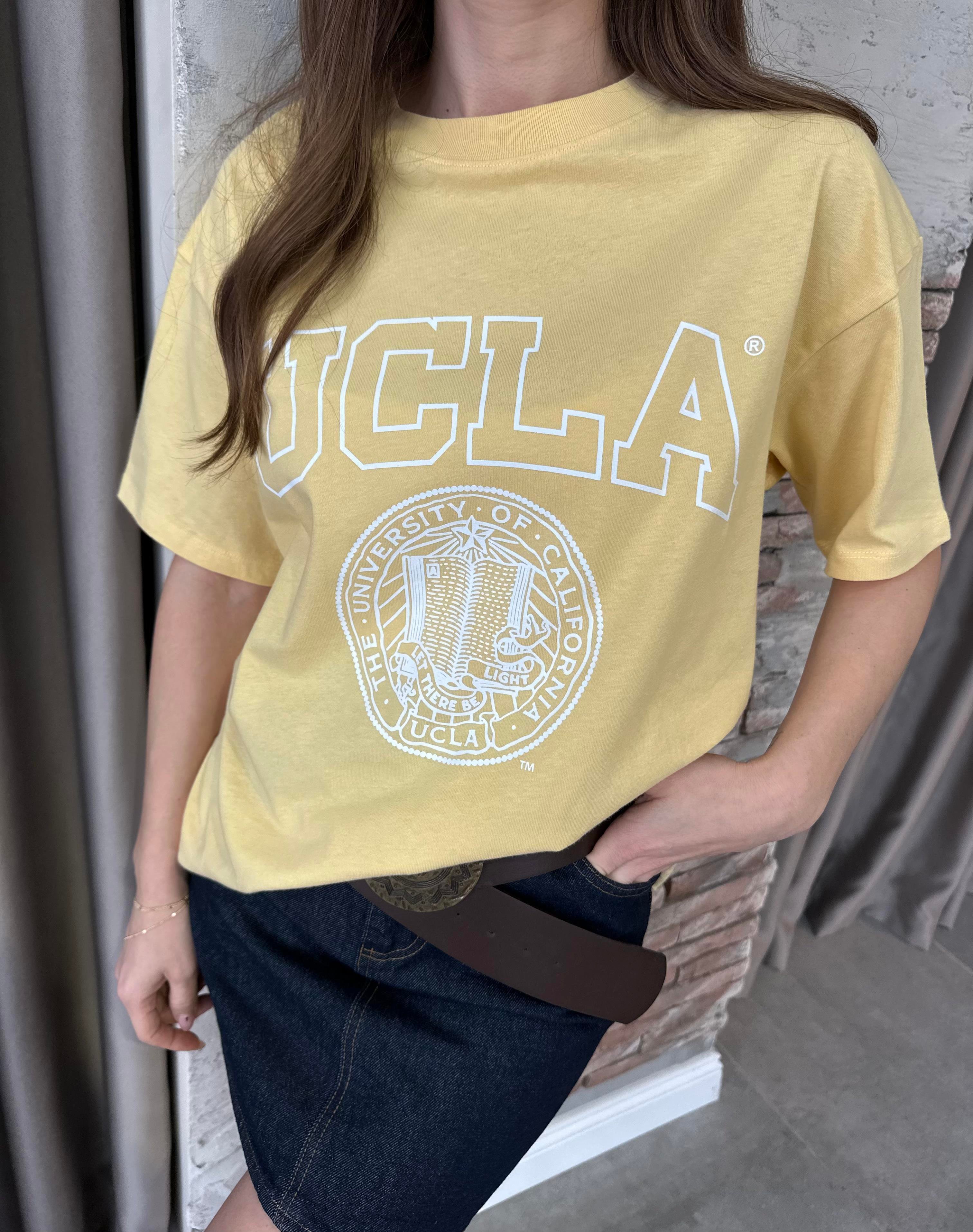Sarı Ucla Baskılı Basic T-shirt