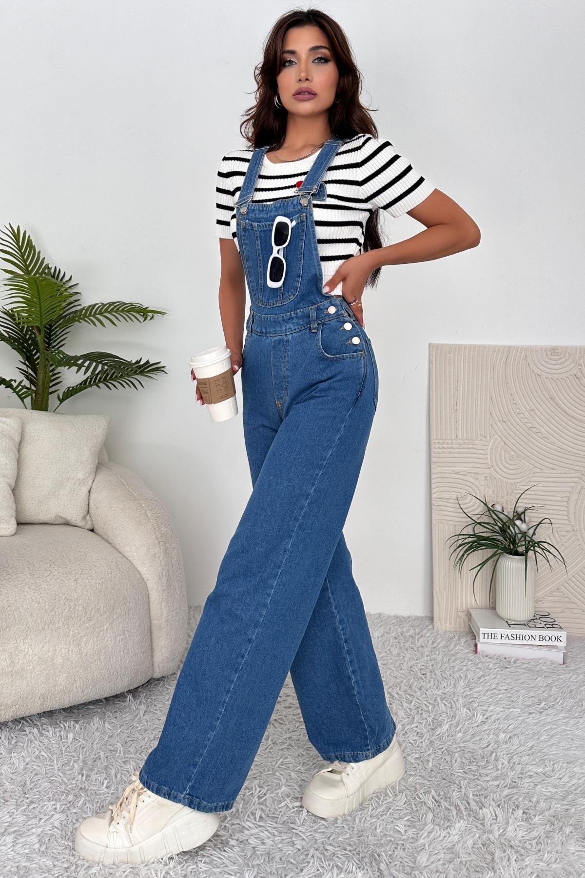 Kadın Denim Bahçıvan Salopet Tulum