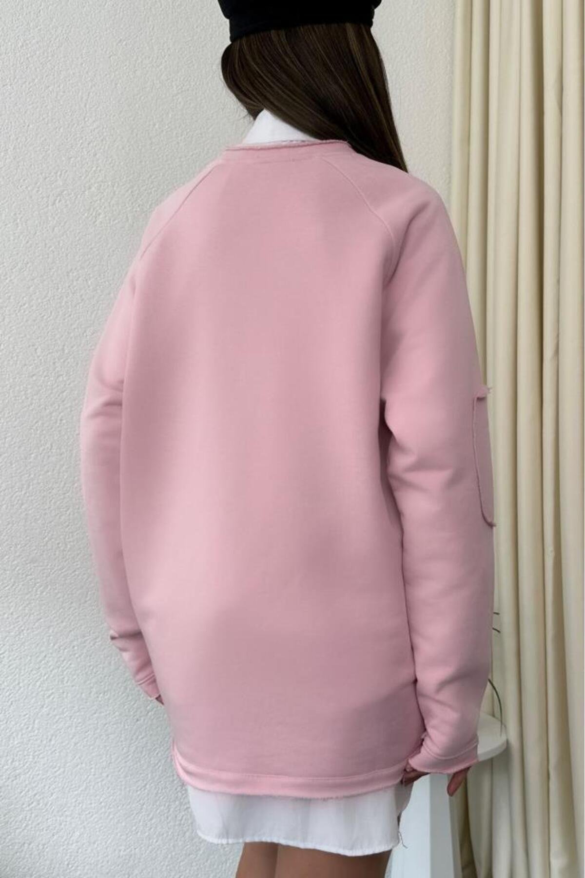 Kadın Oversize Not Today Baskılı Pembe Sweatshirt