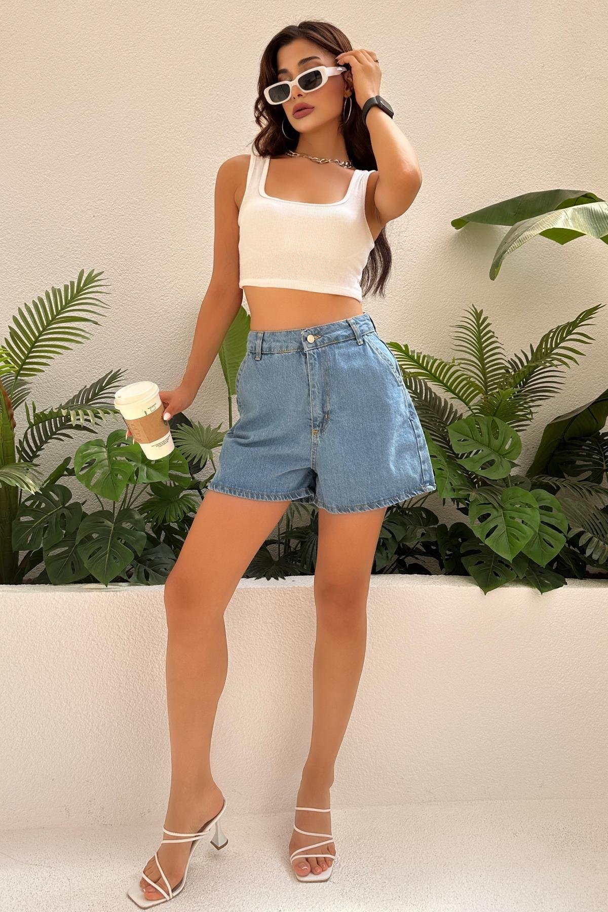 Kadın Regular Denim Mini Şort