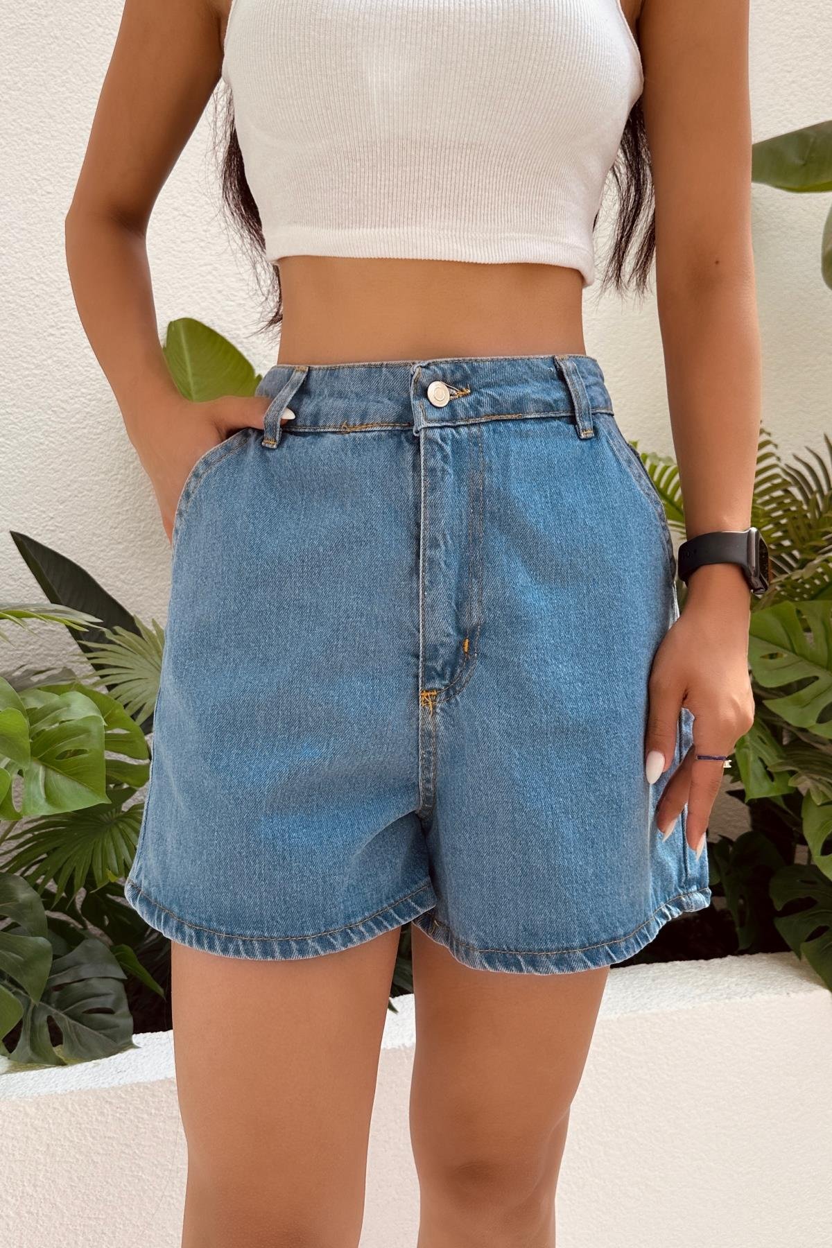 Kadın Regular Denim Mini Şort