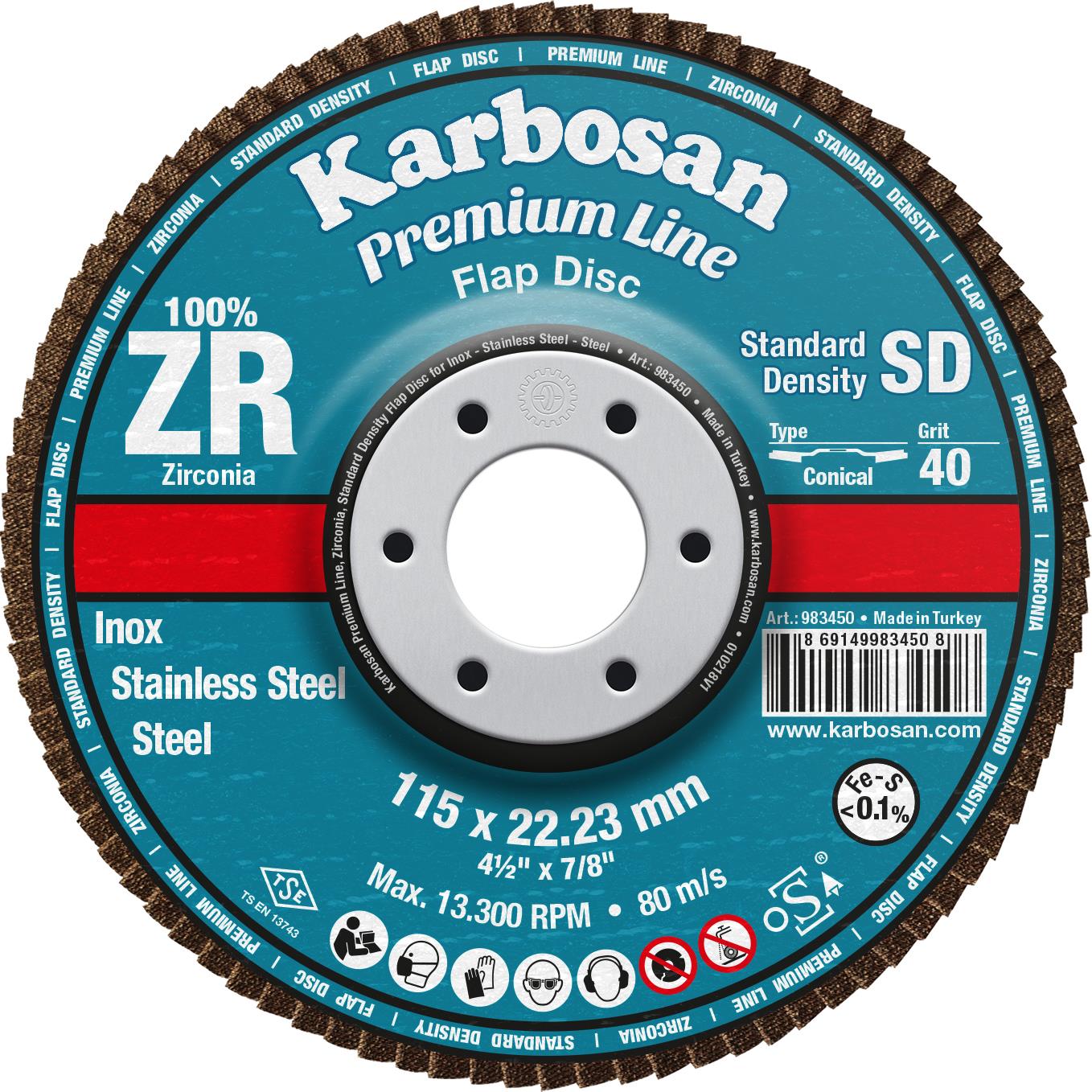 115MM ZXPR22 40 KUM SD KONIK KARBOSAN FLAP DISK