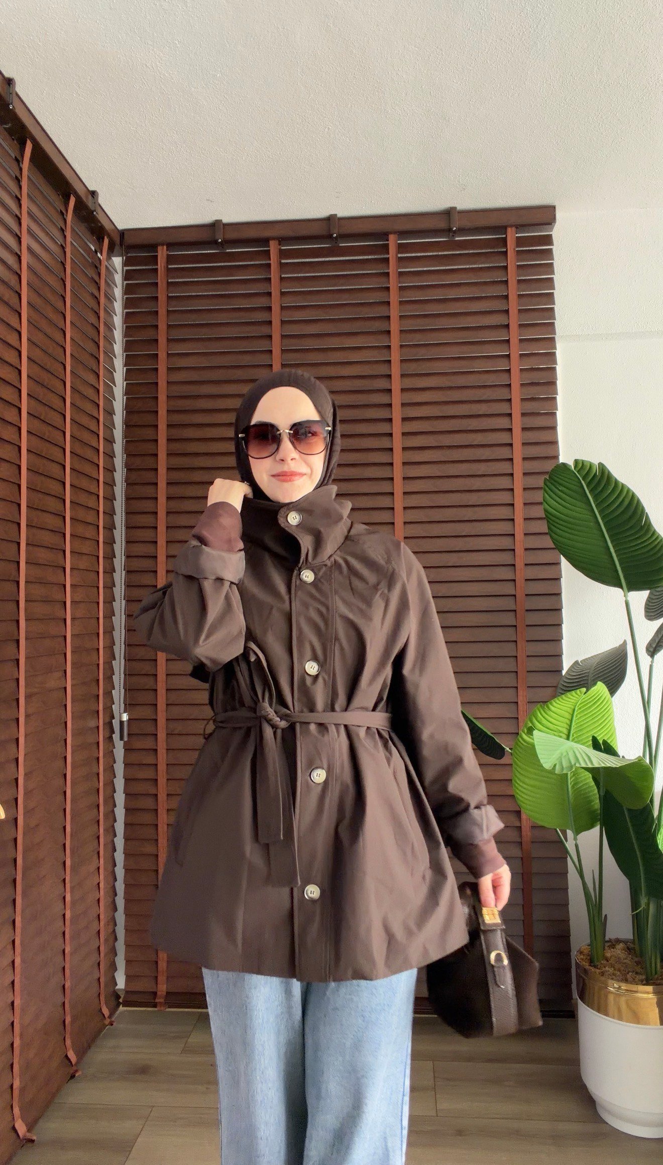 ACI KAHVE BONDİT KUMAŞ SU İTİCİ ÖZELLİKLİ TRENÇ 