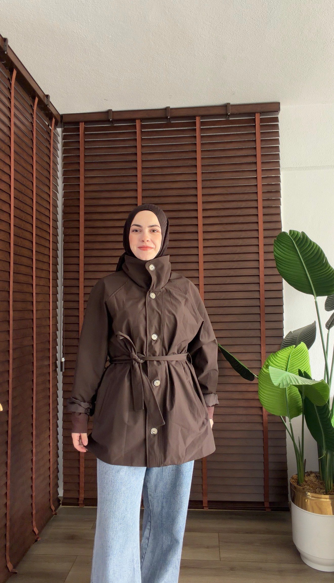 ACI KAHVE BONDİT KUMAŞ SU İTİCİ ÖZELLİKLİ TRENÇ 