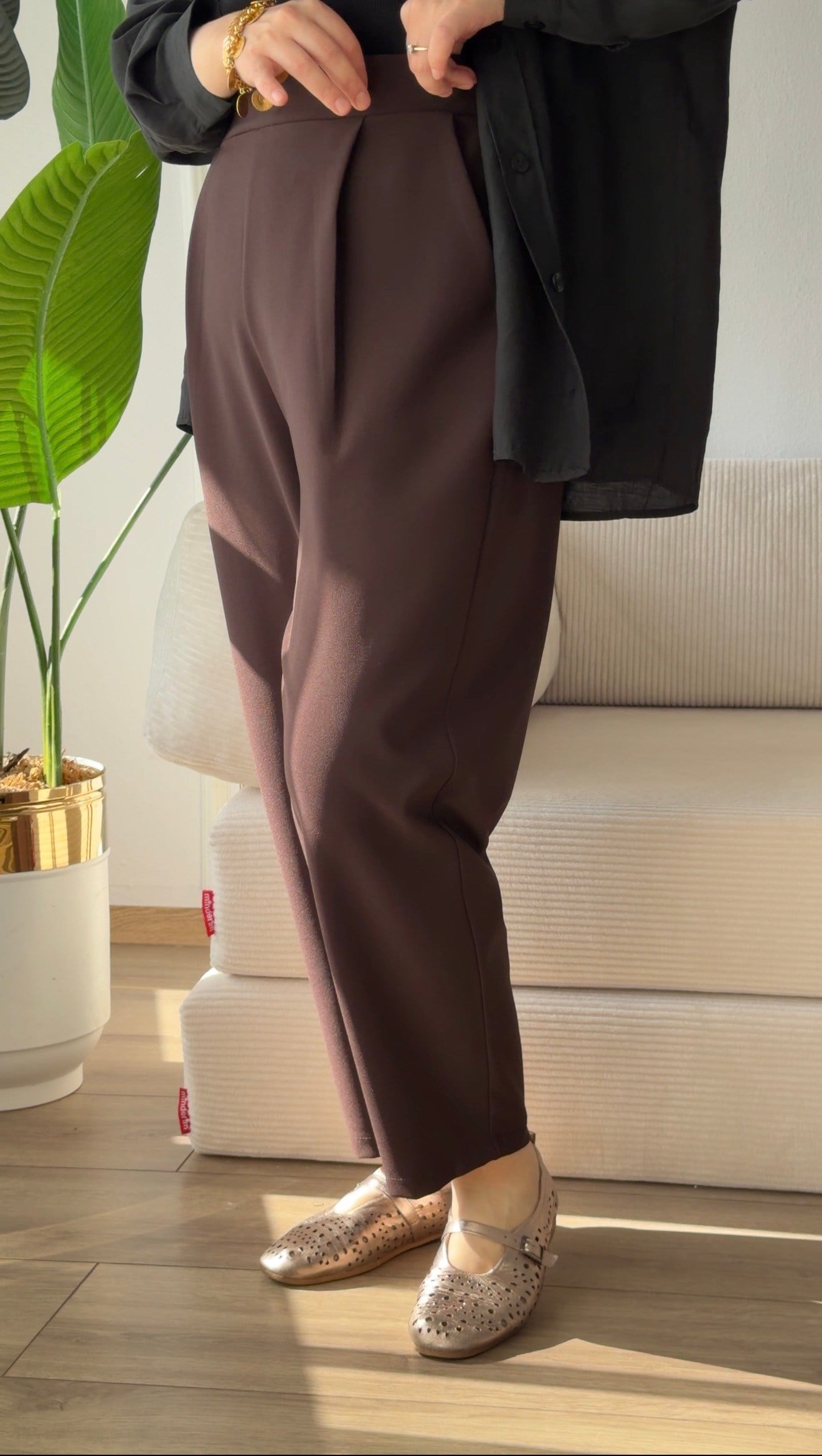 ACI KAHVE ŞALVAR PANTALON 