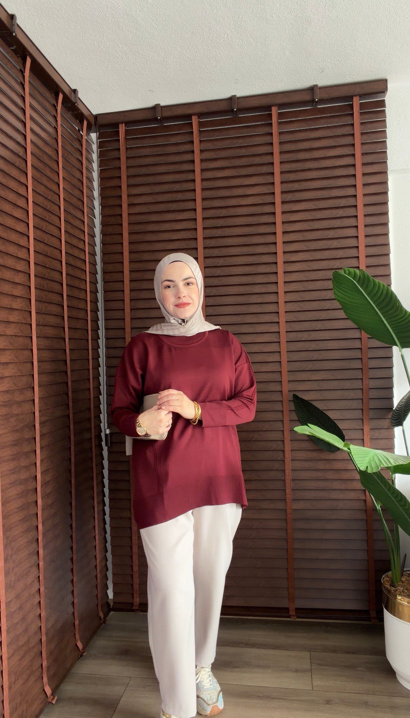 BORDO MERSERİZE BLUZ 