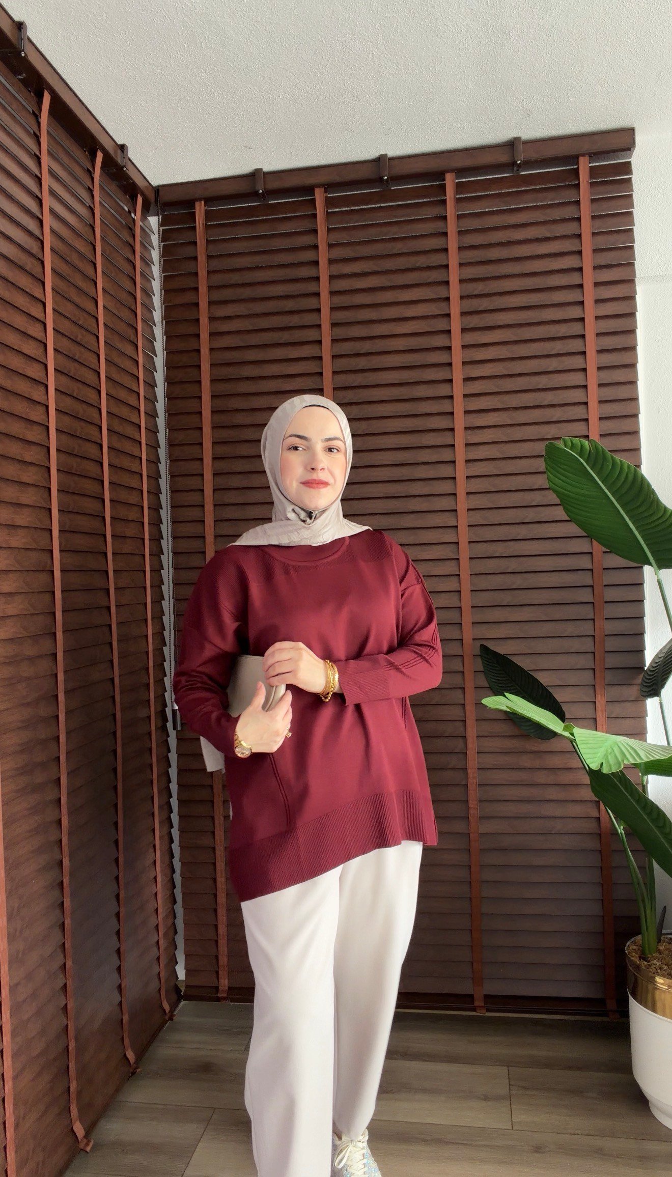 BORDO MERSERİZE BLUZ 