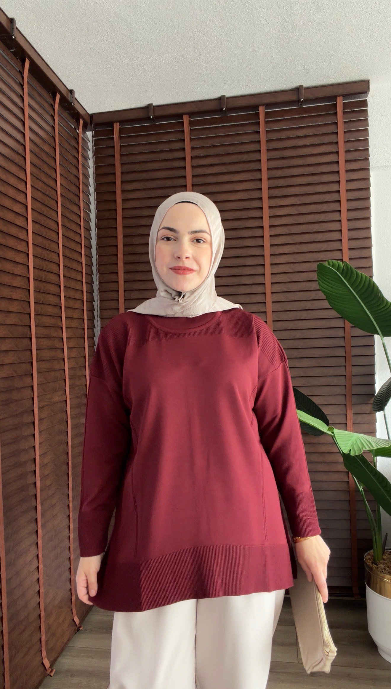 BORDO MERSERİZE BLUZ 
