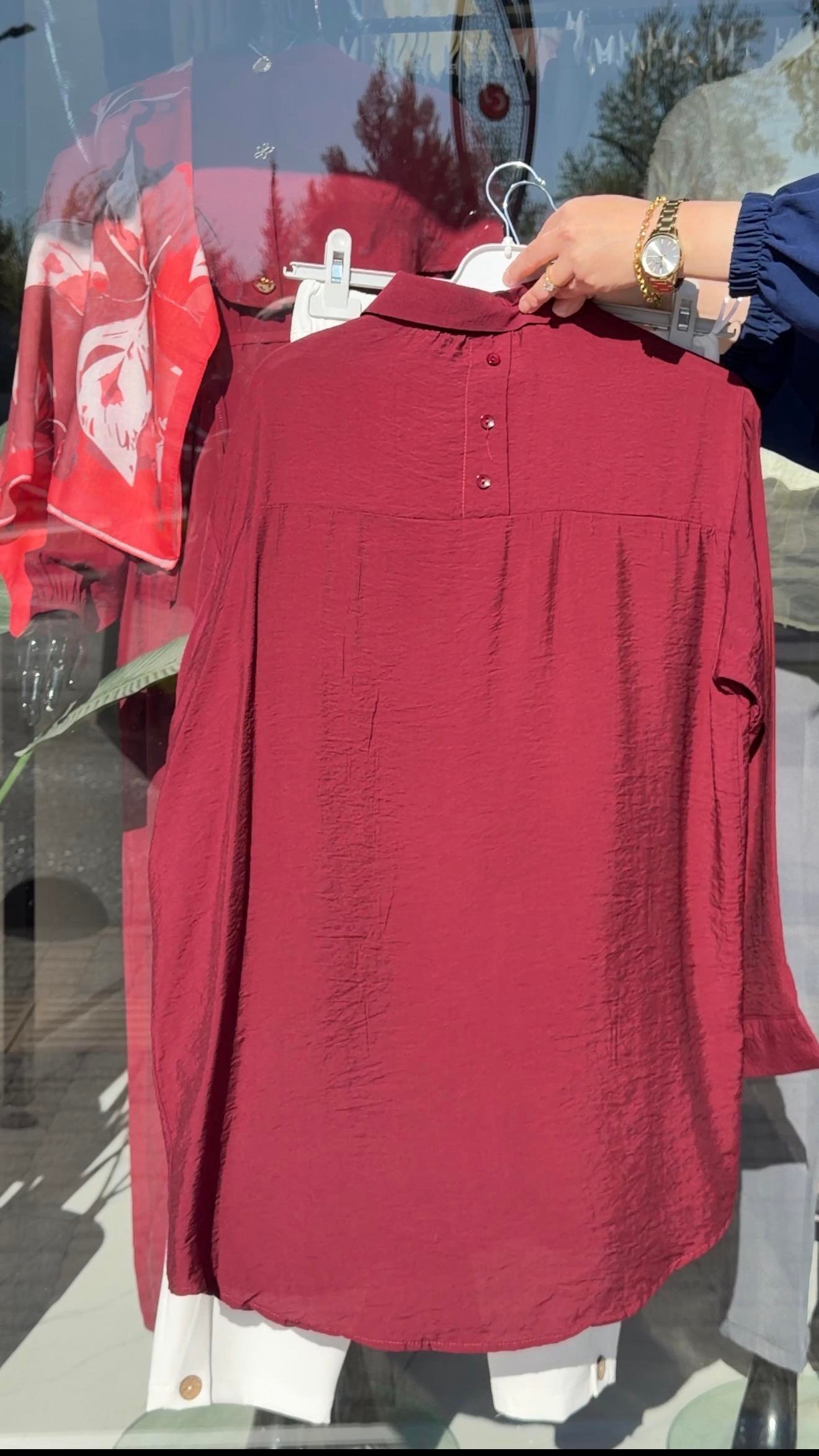 BORDO RENK KETEN GÖMLEK 