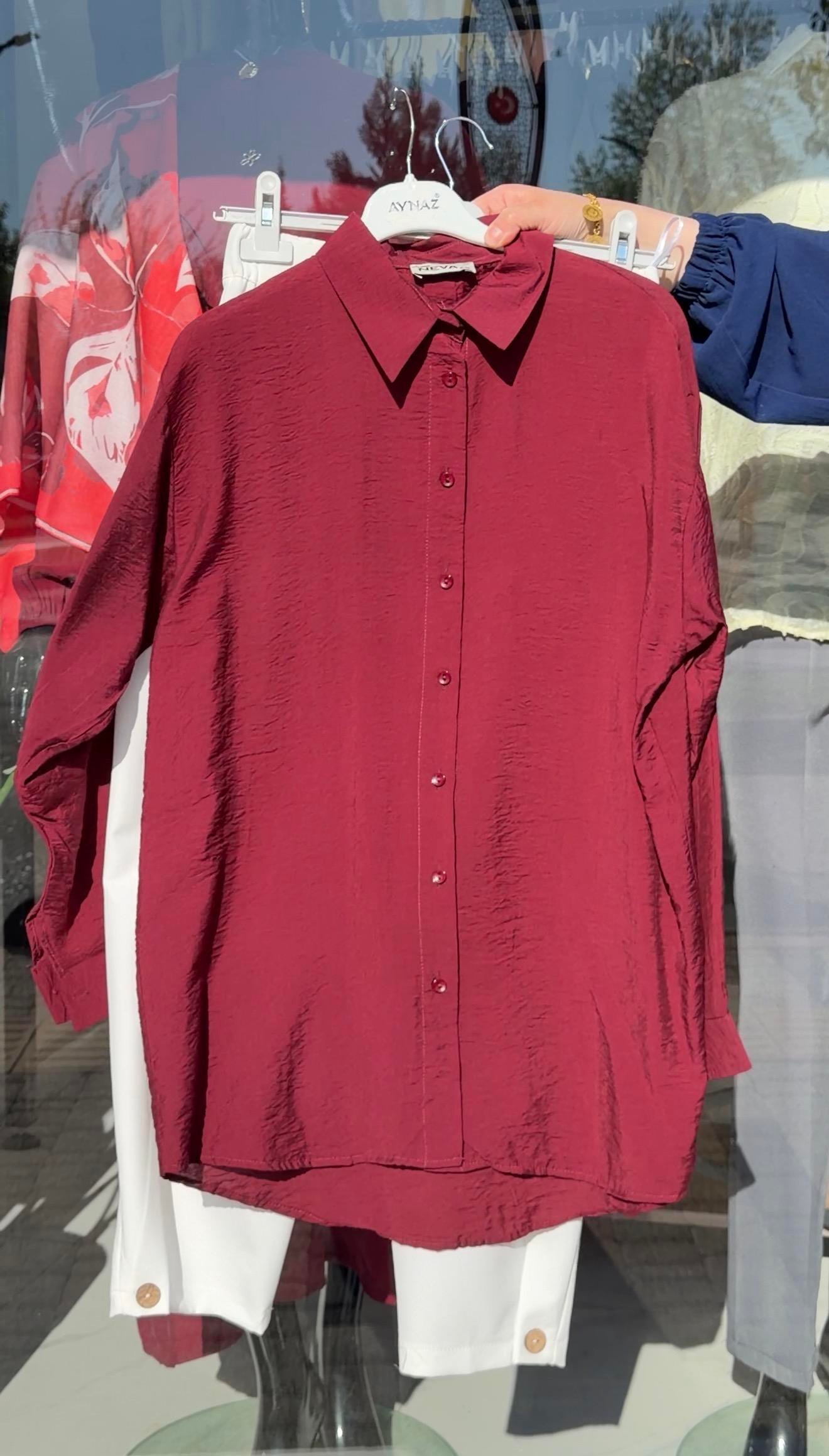 BORDO RENK KETEN GÖMLEK 