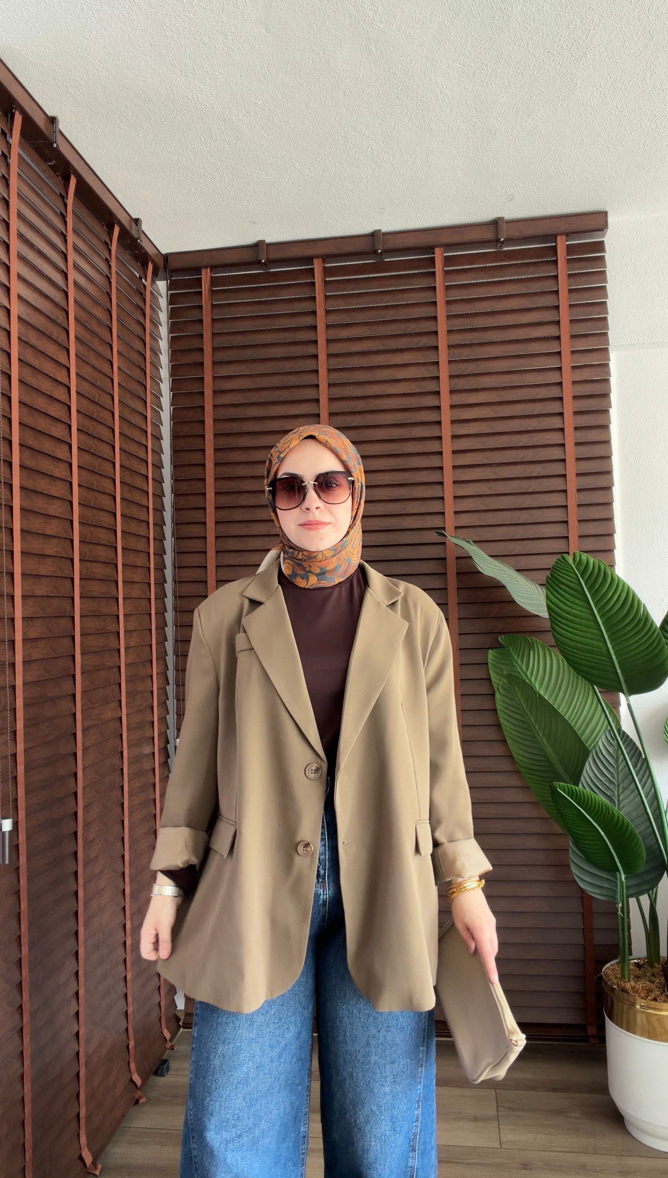 ÇAĞLA YEŞİLİ OVERSIE DÖKÜMLÜ KEREP KUMAŞ BLEAZER CEKET  