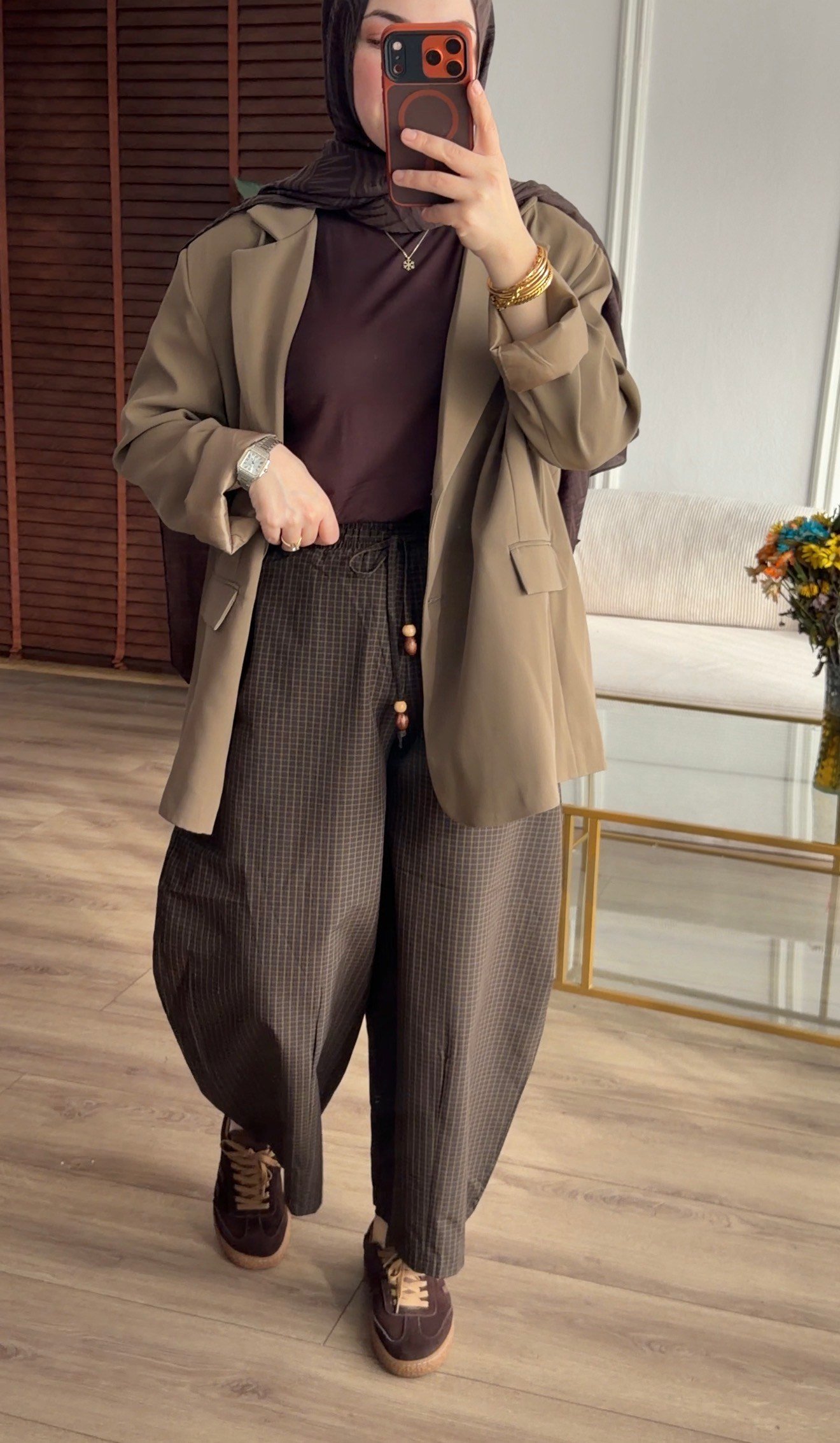 HAKİ YEŞİL EKOSE ŞALVAR MODEL PANTALON 