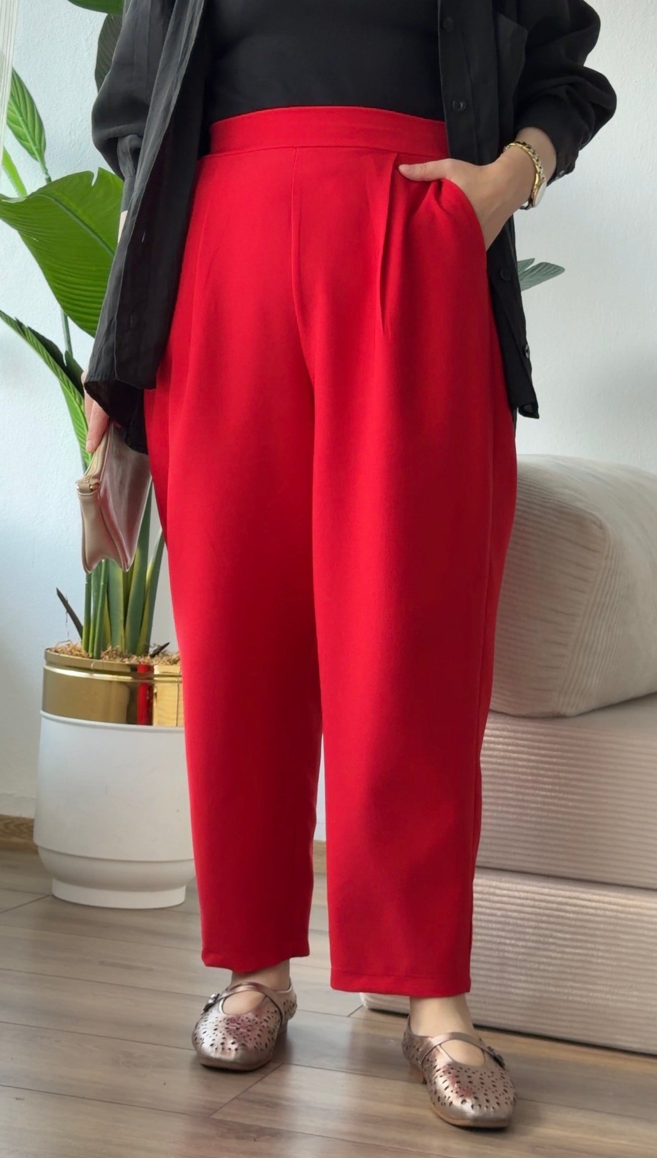 KIRMIZI ŞALVAR PANTALON 