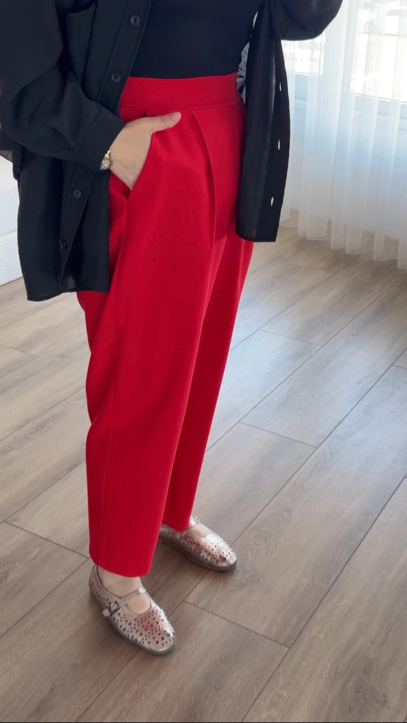 KIRMIZI ŞALVAR PANTALON 