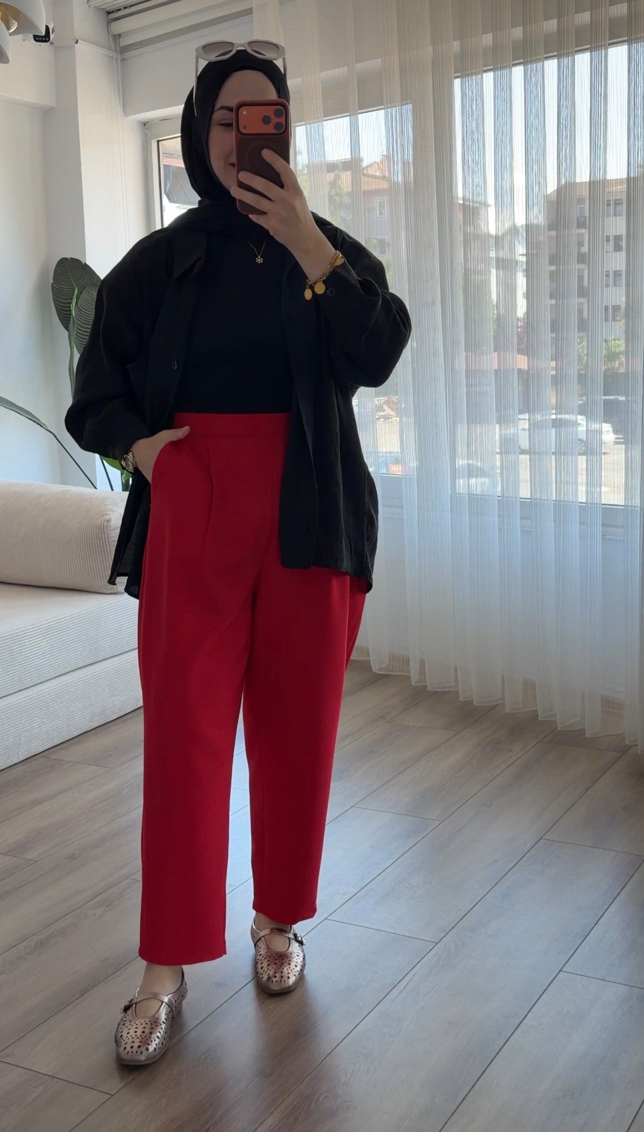 KIRMIZI ŞALVAR PANTALON 