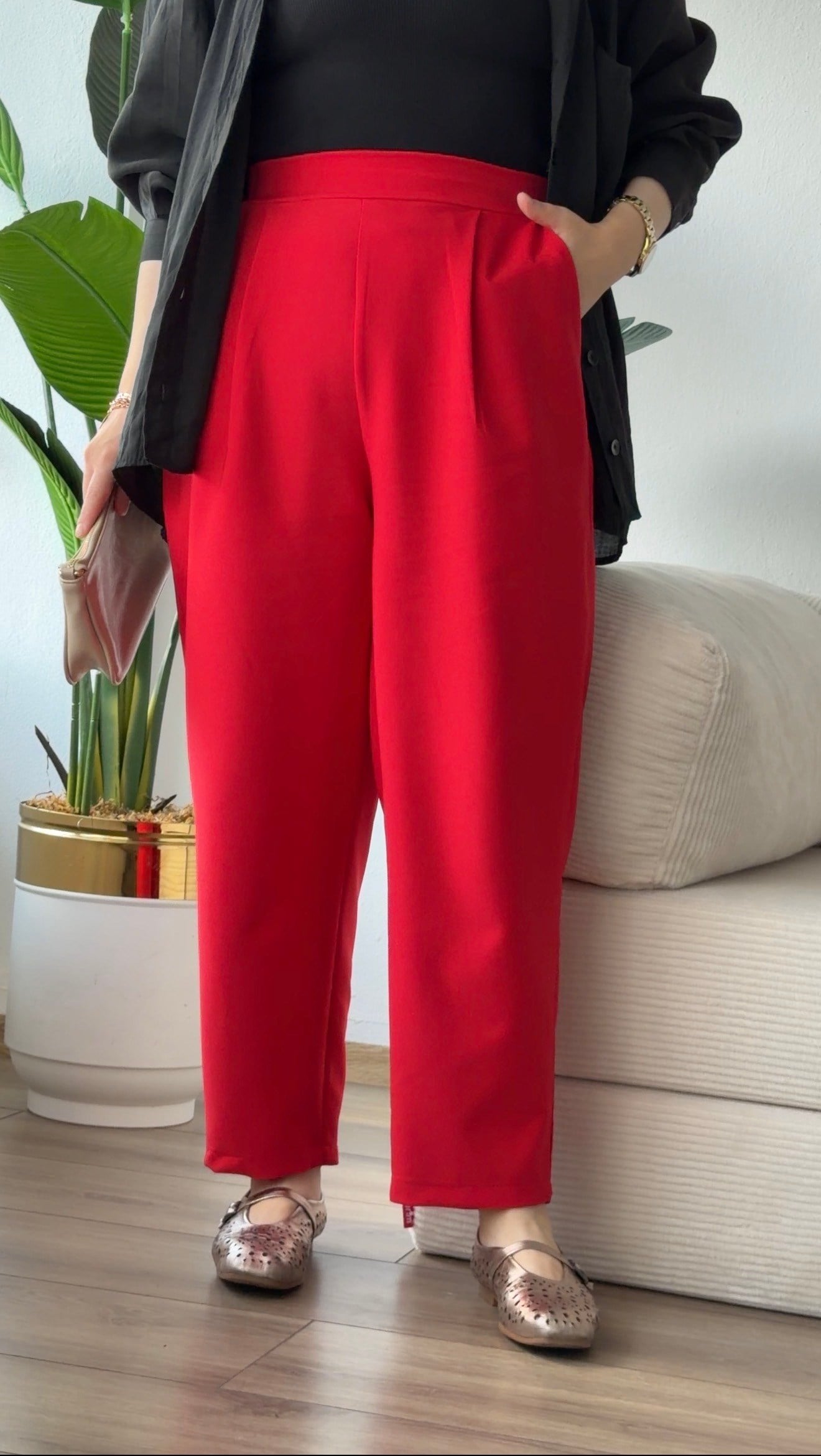 KIRMIZI ŞALVAR PANTALON 