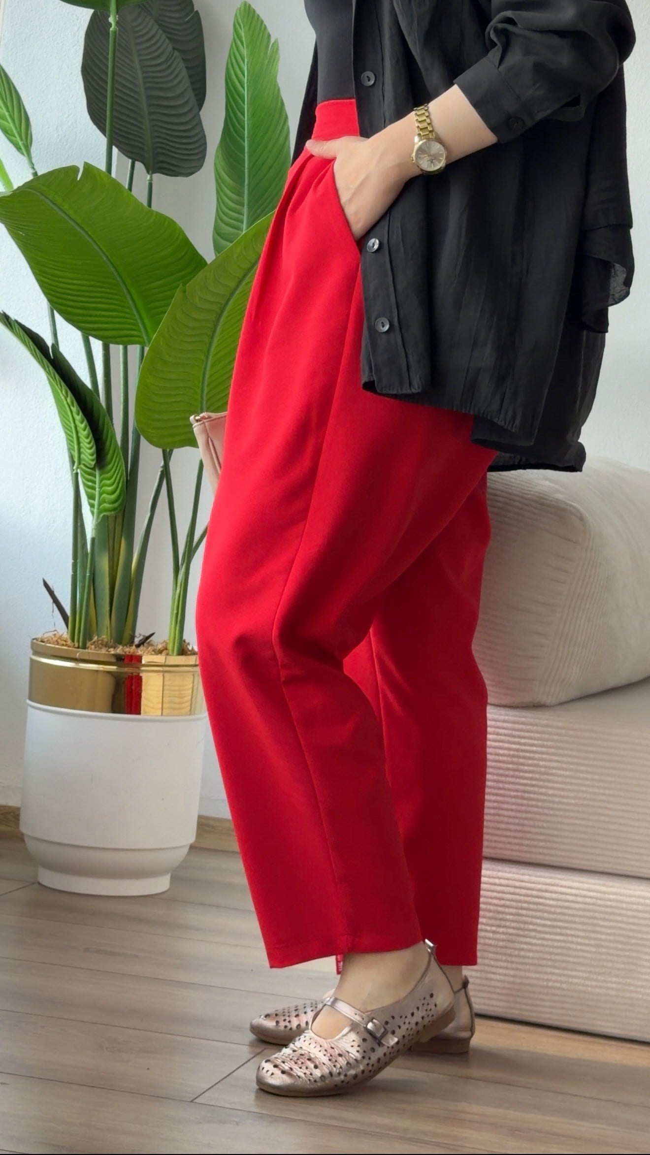 KIRMIZI ŞALVAR PANTALON 