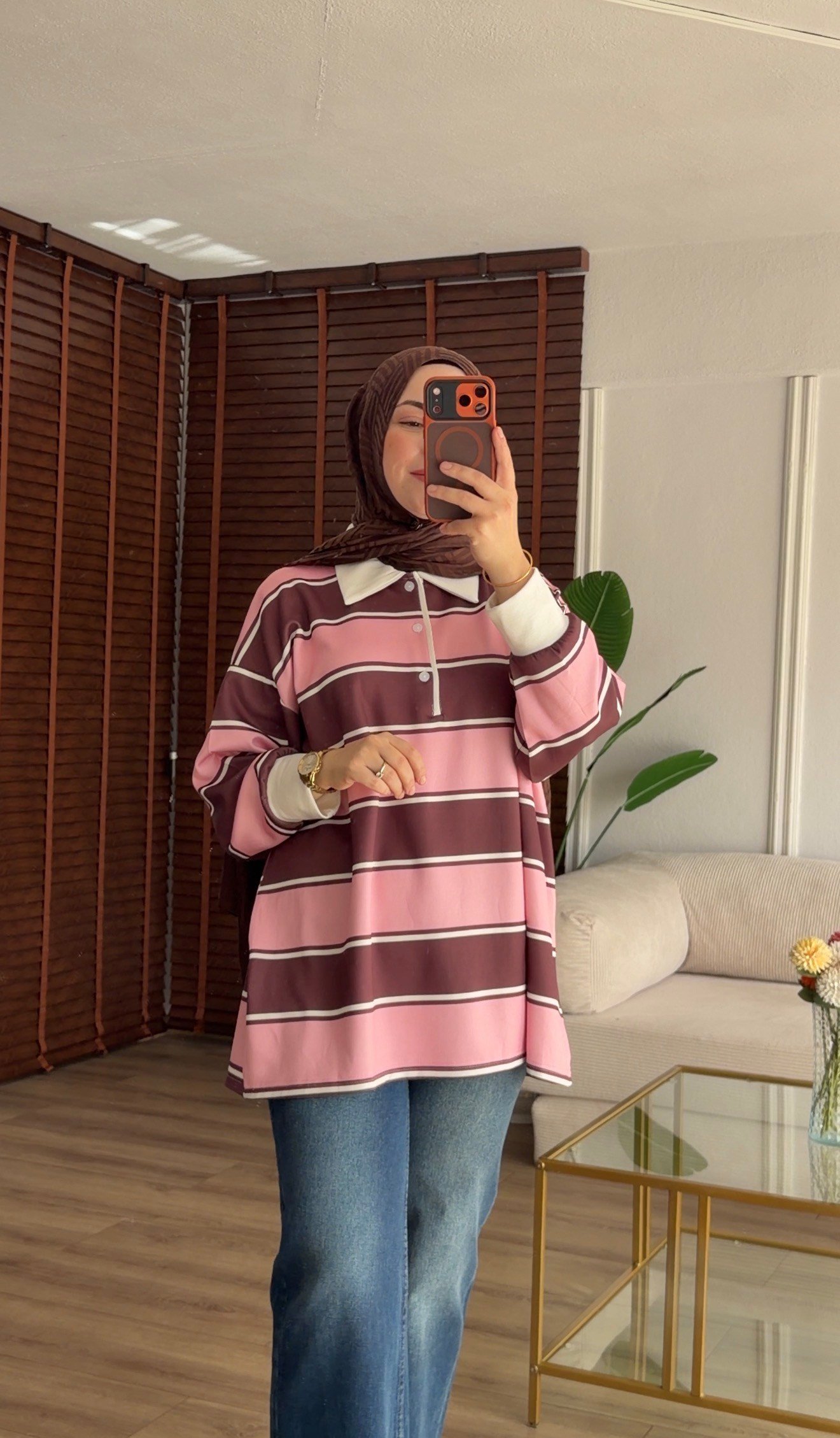 PEMBE MÜRDÜM  POLO YAKA ÇİGİLİ SWEATSHORT 