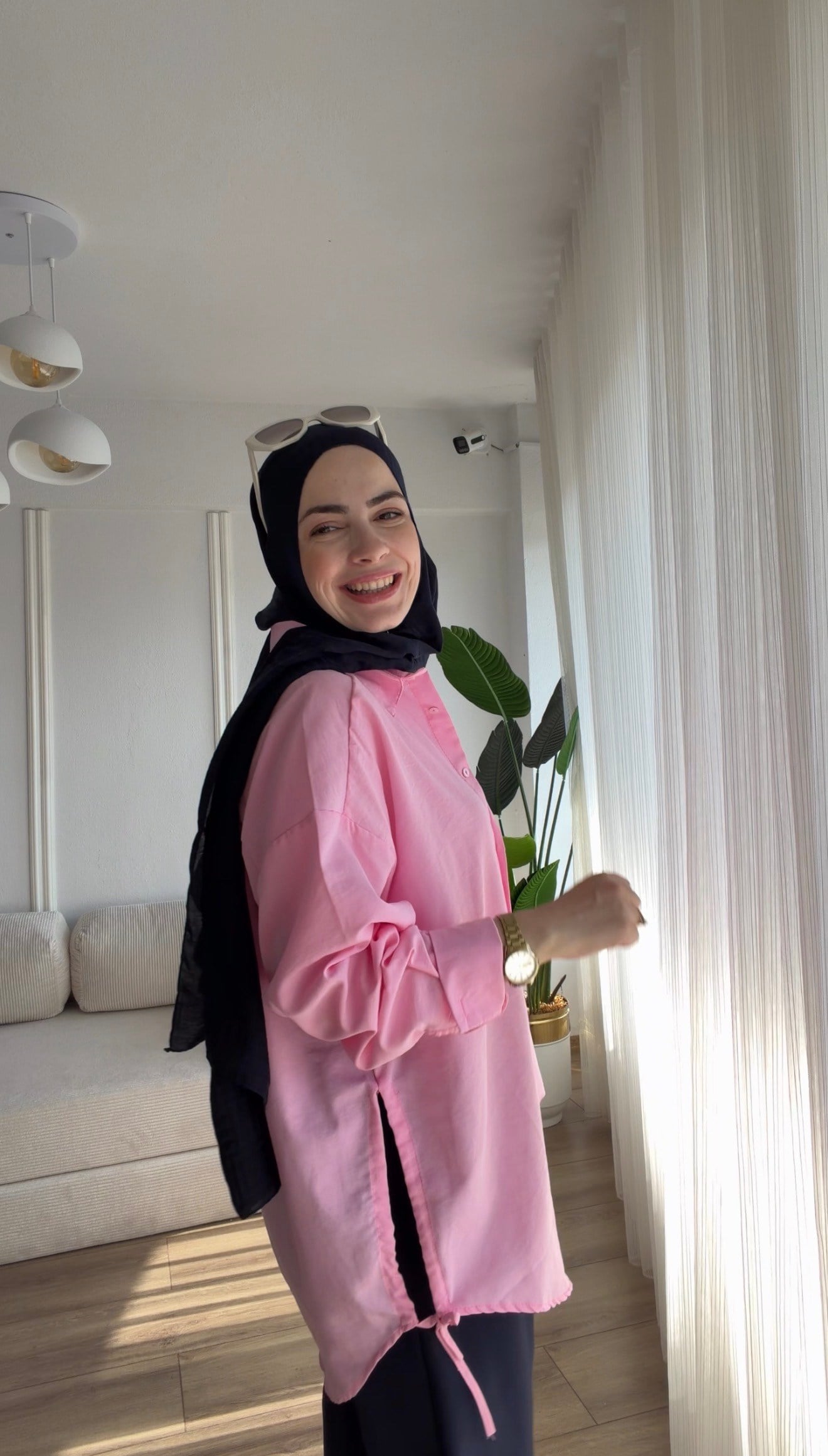 PEMBE OVERSİZE GÖMLEK
