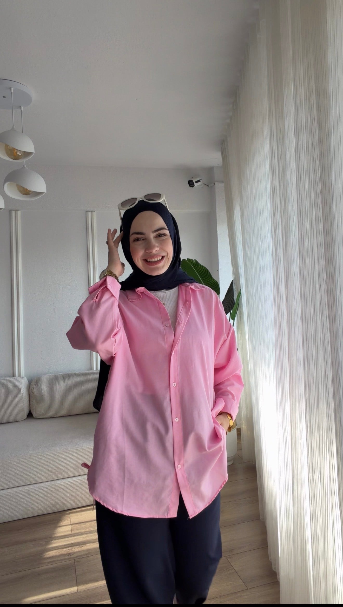 PEMBE OVERSİZE GÖMLEK