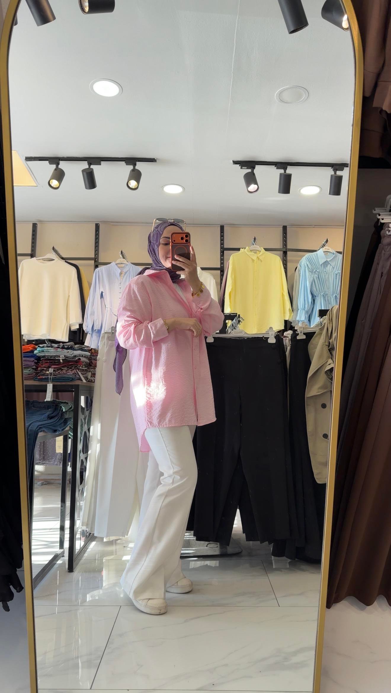 PEMBE  RENK KETEN GÖMLEK 