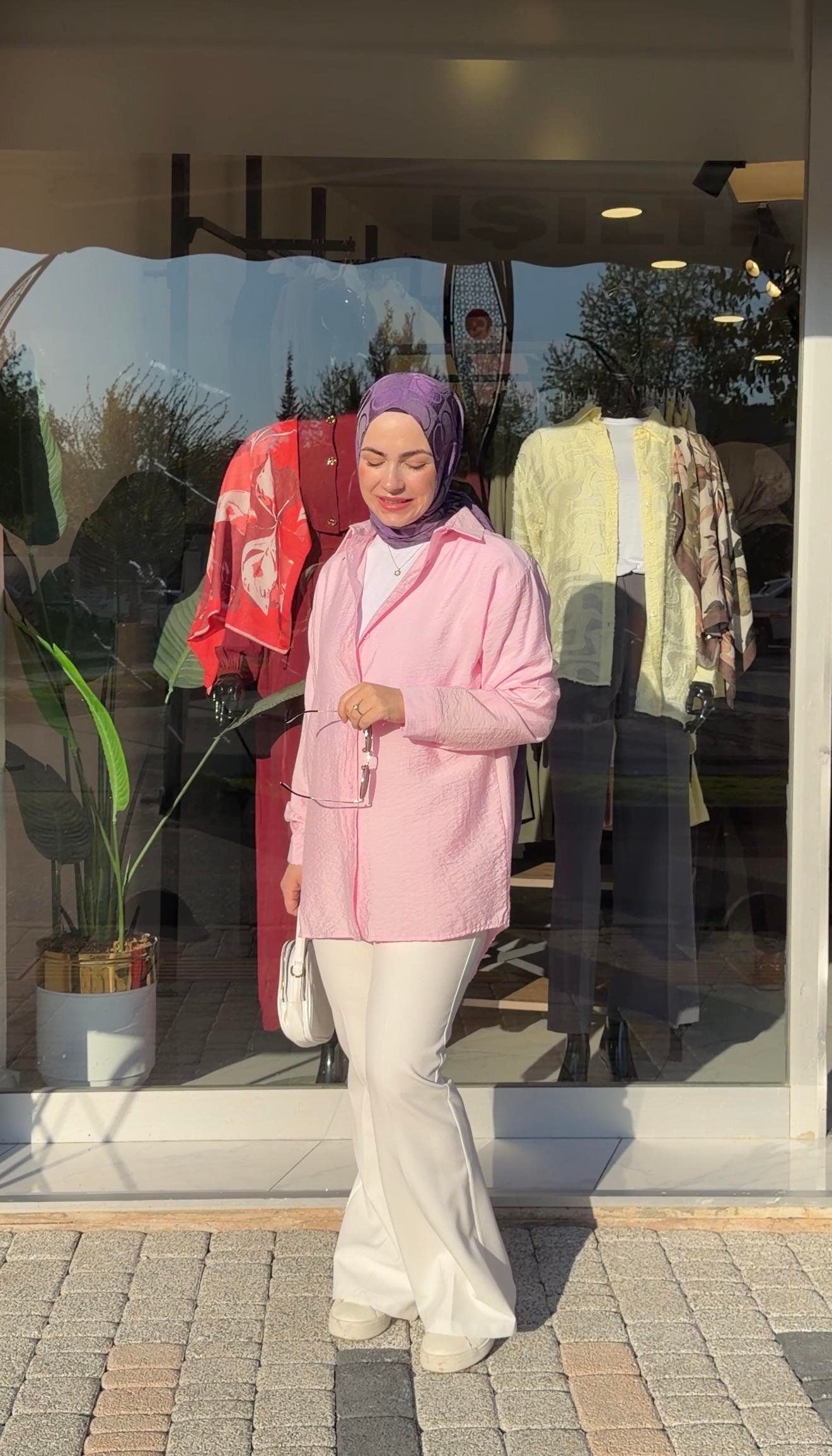 PEMBE  RENK KETEN GÖMLEK 
