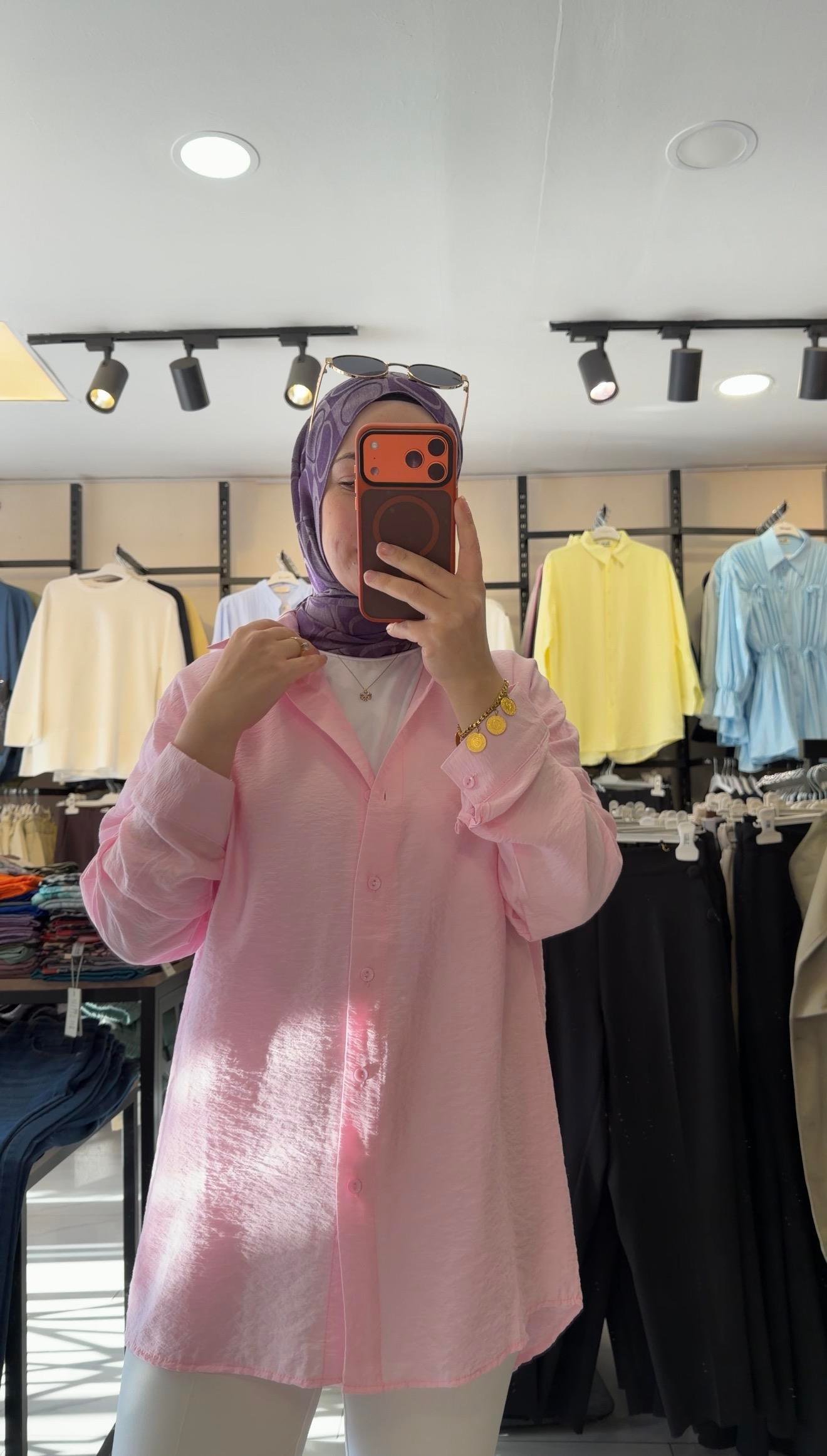 PEMBE  RENK KETEN GÖMLEK 