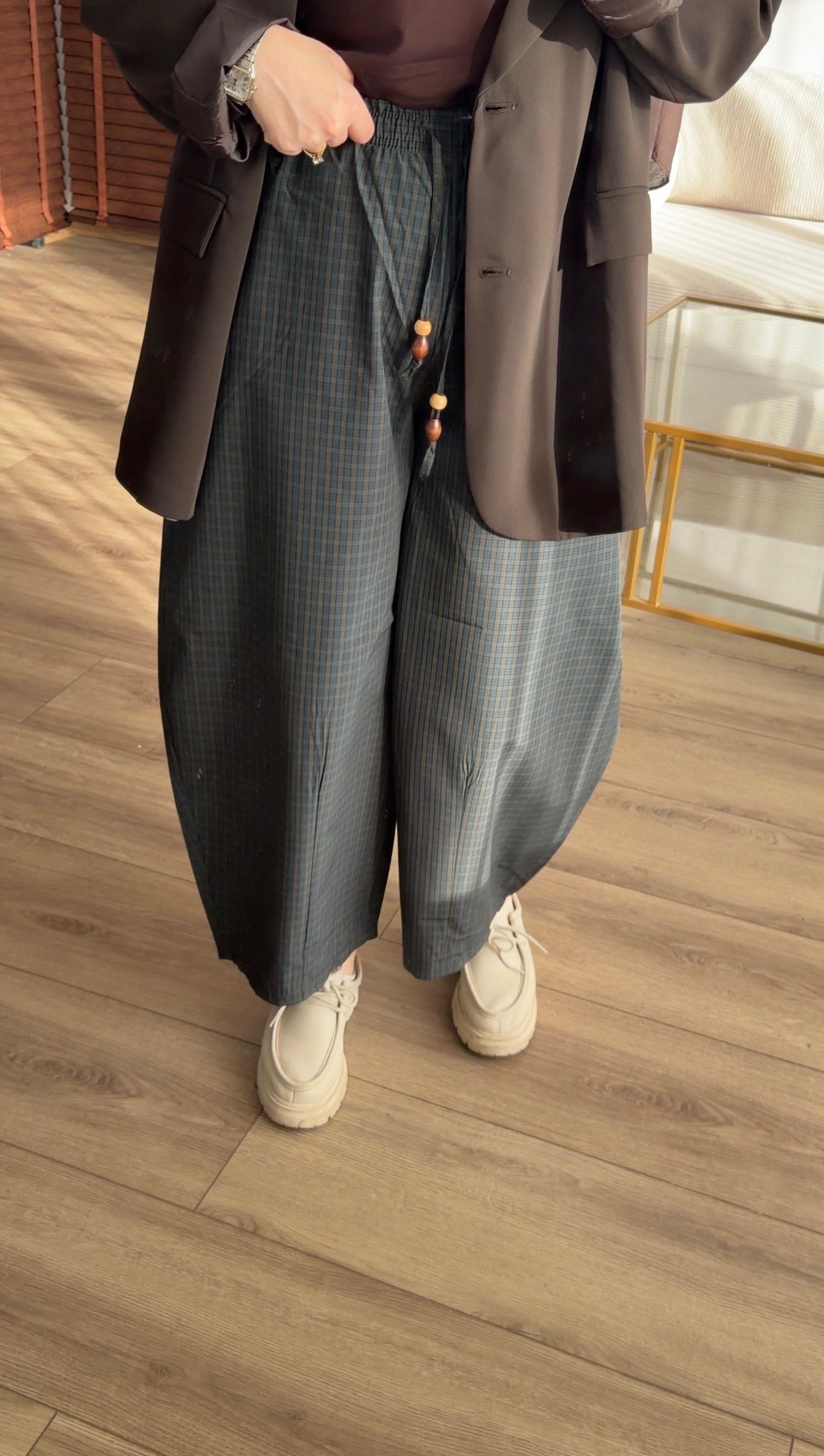 PETROL MAVİSİ EKOSE ŞALVAR MODEL PANTALON 