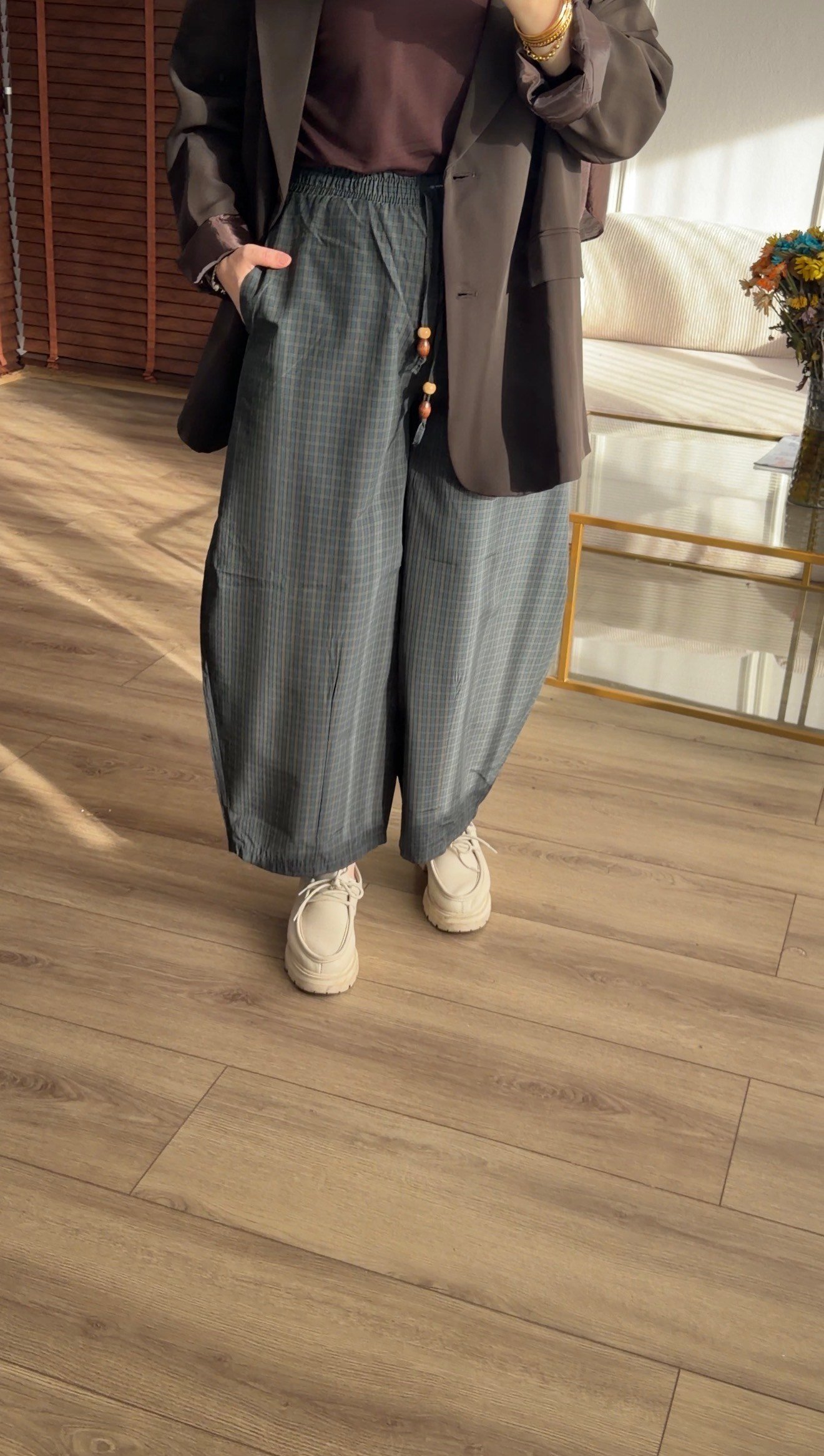 PETROL MAVİSİ EKOSE ŞALVAR MODEL PANTALON 