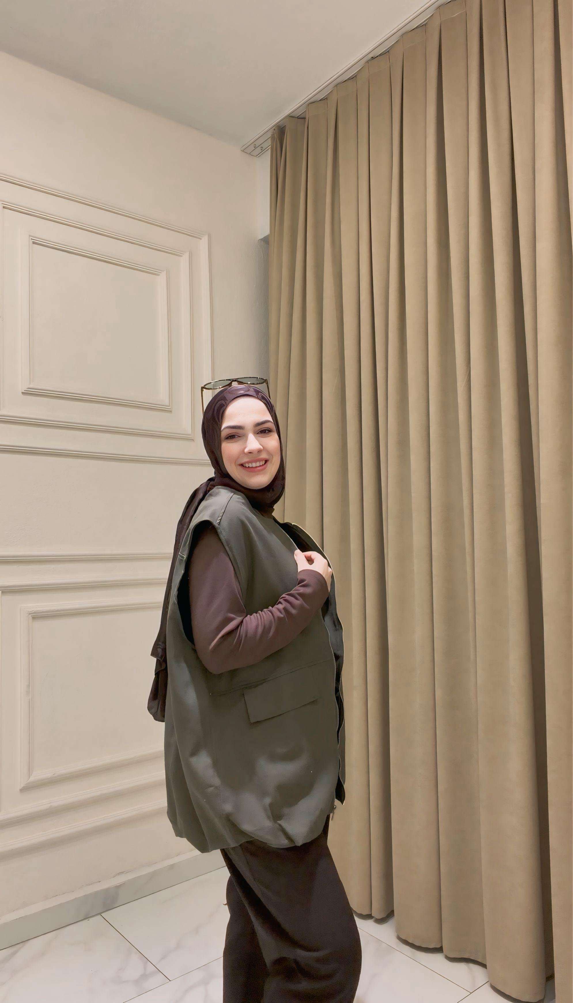YEŞİL ZARA MODEL KOT YELEK 