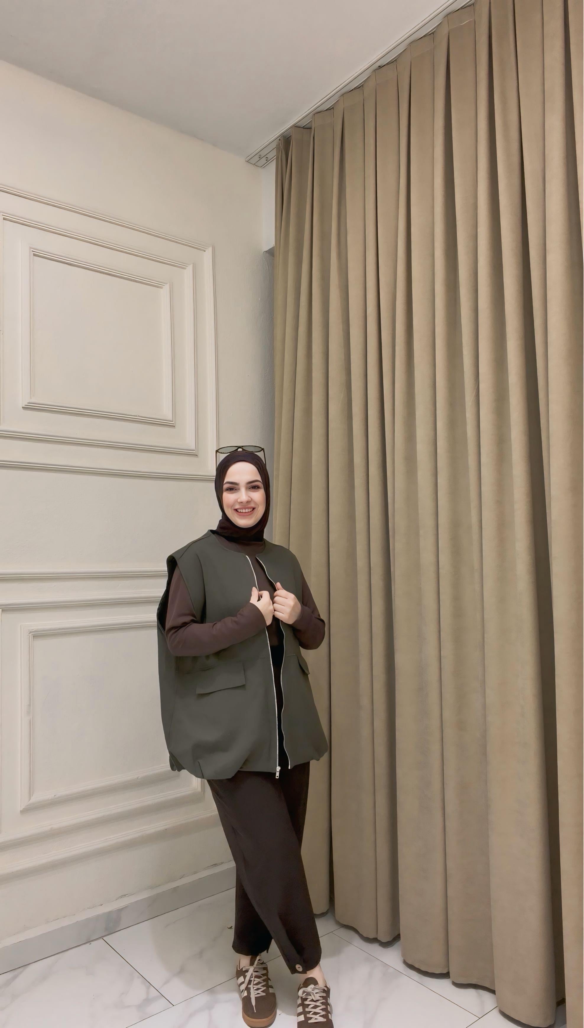YEŞİL ZARA MODEL KOT YELEK 