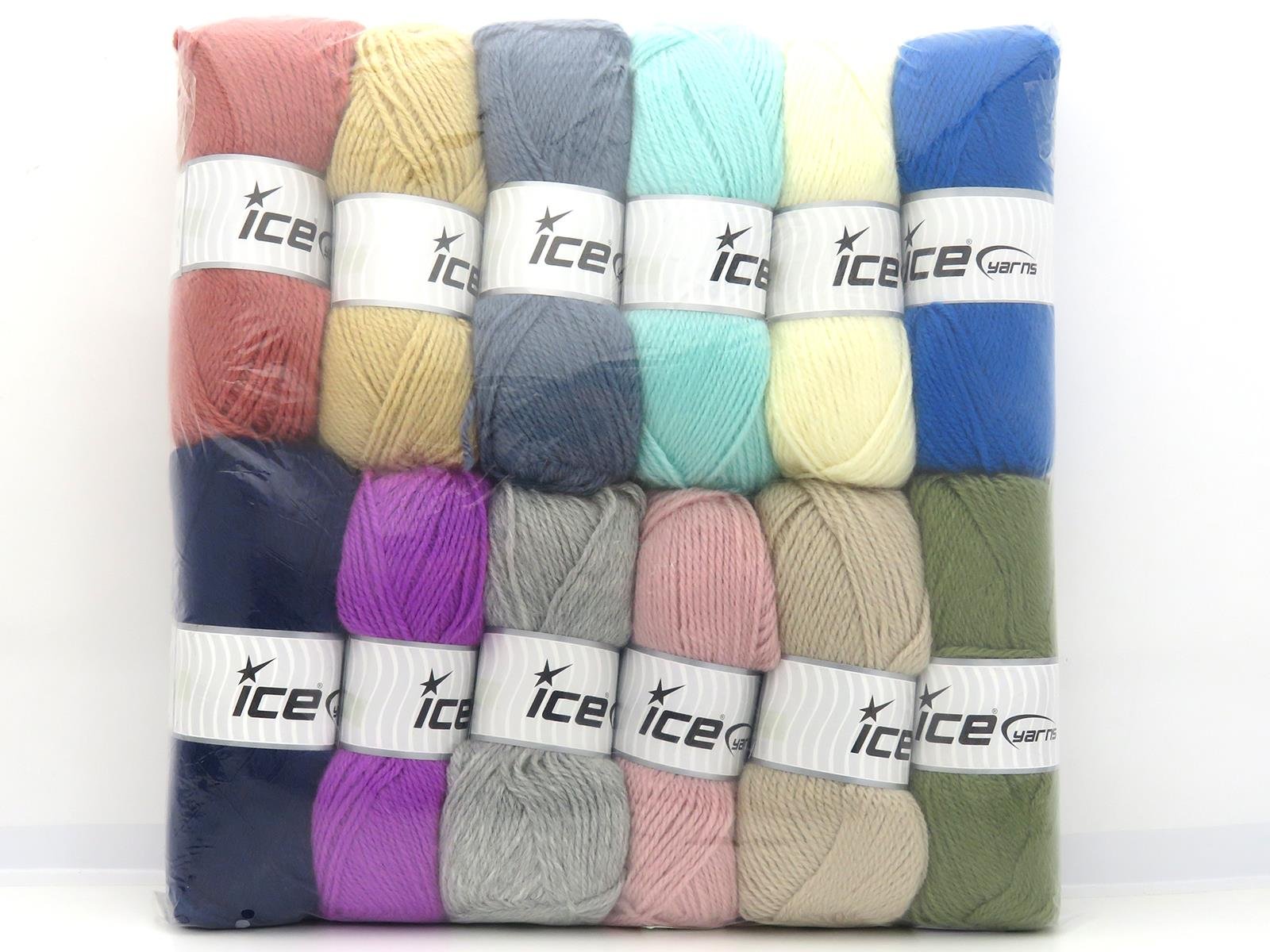 1200 gr ICE YARNS Angora Luxe Yarns MIXED LOT (10% Mohair 15% Wool) Yarn Multicolor