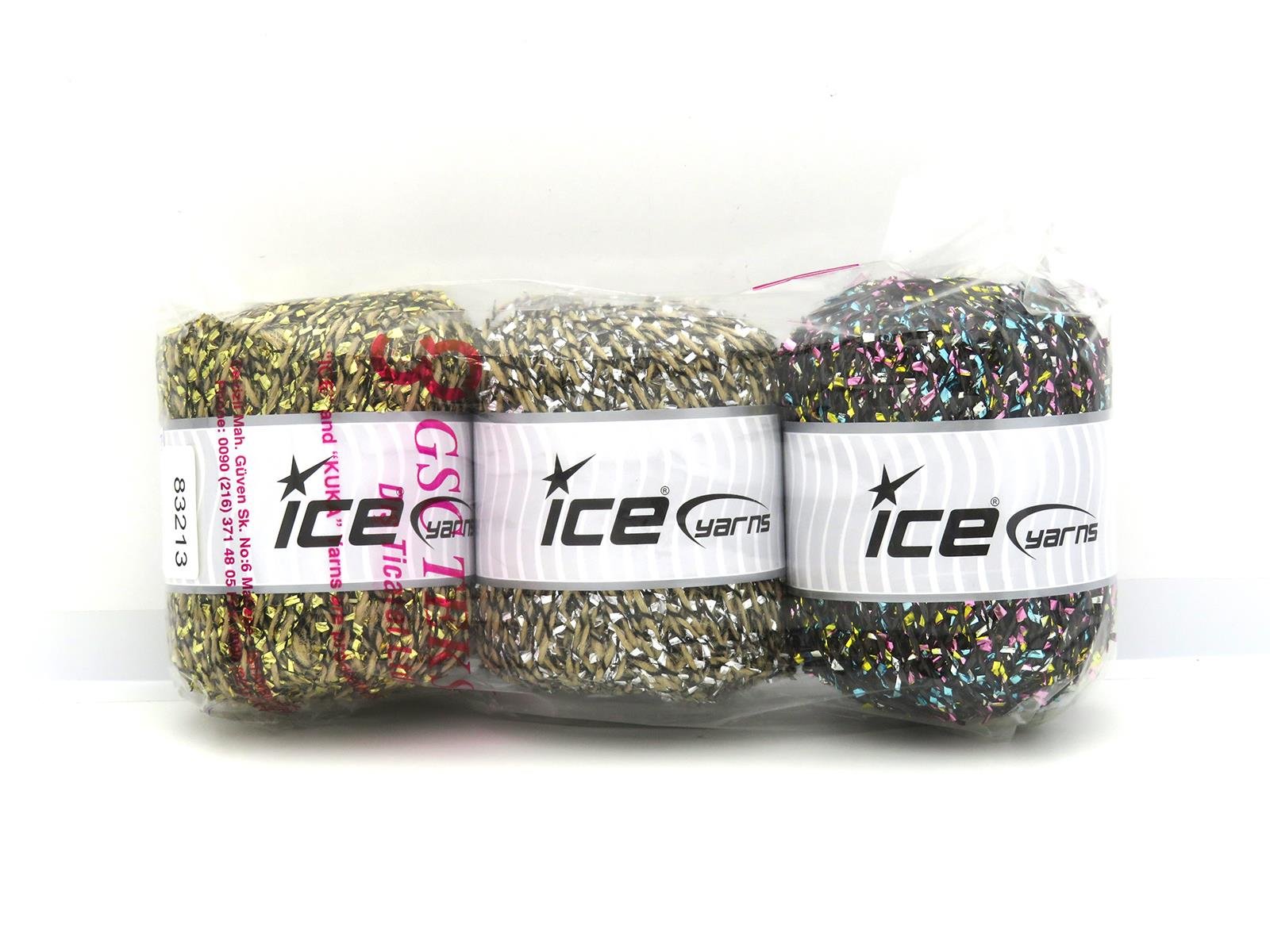 160 gr ICE YARNS Metallic Lurex Types MIXED LOT Hand Knitting Yarn Multicolor