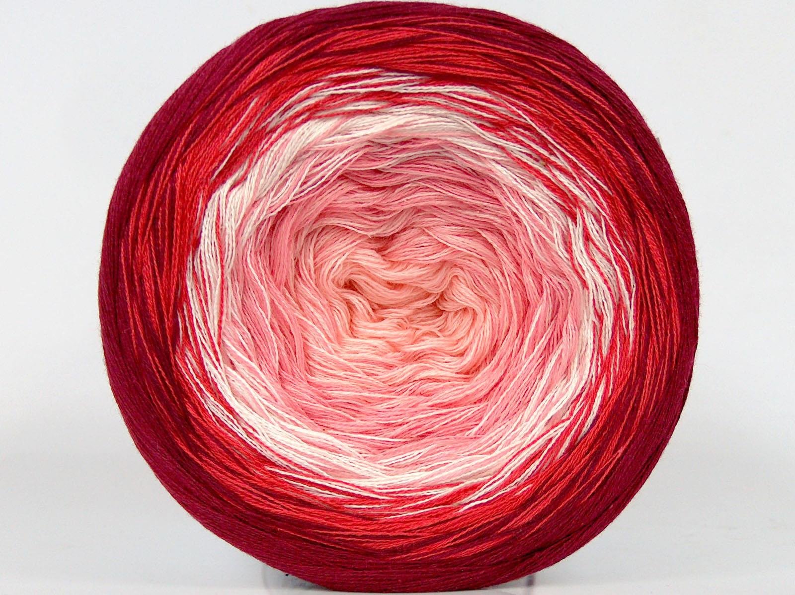 250 gr ICE YARNS CAKES COTTON FINE (50% Cotton) Yarn Pink Shades White Salmon Burgundy