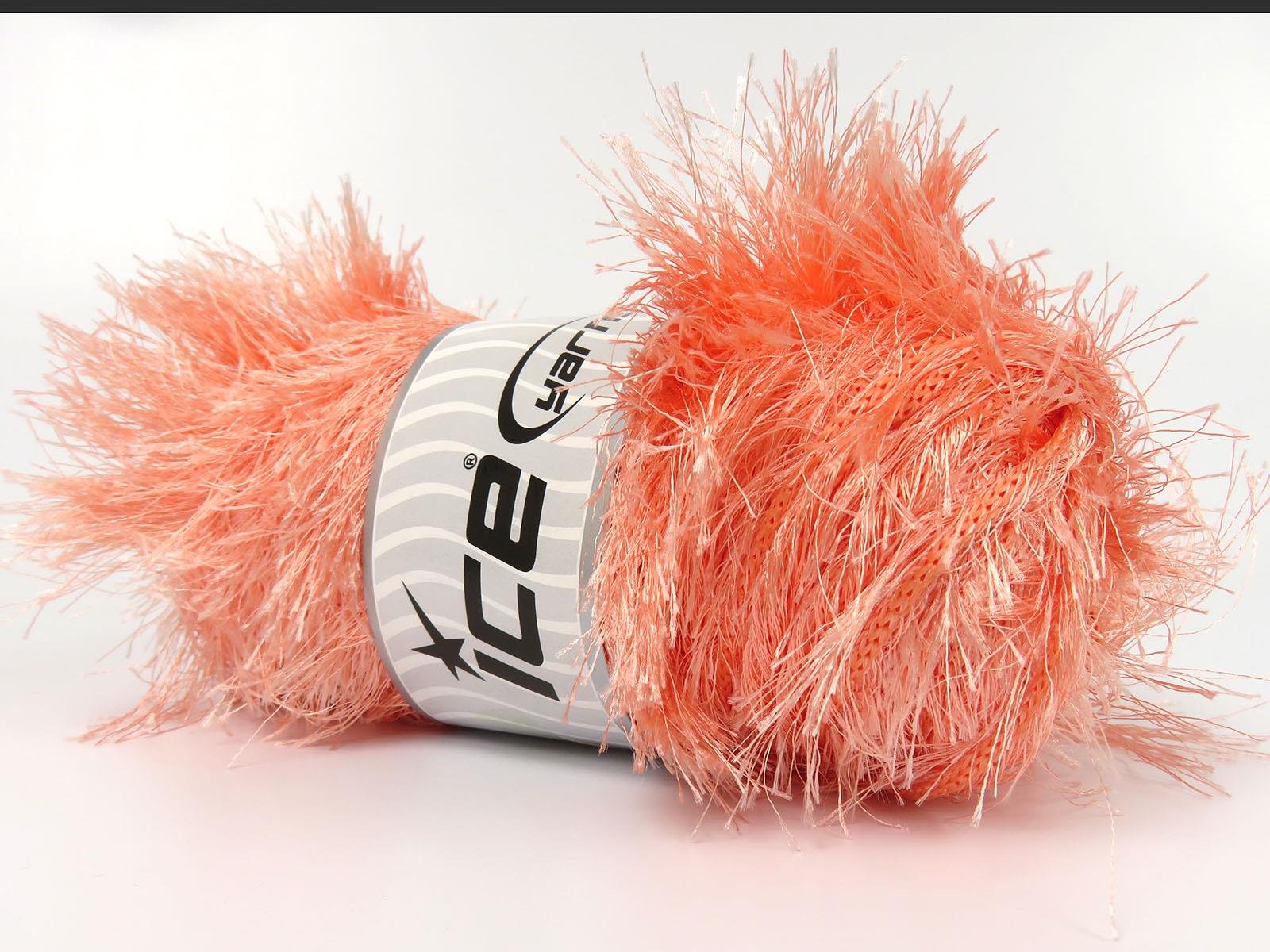 400 gr ICE YARNS EYELASH BULKY 400GR Hand Knitting Yarn Light Salmon