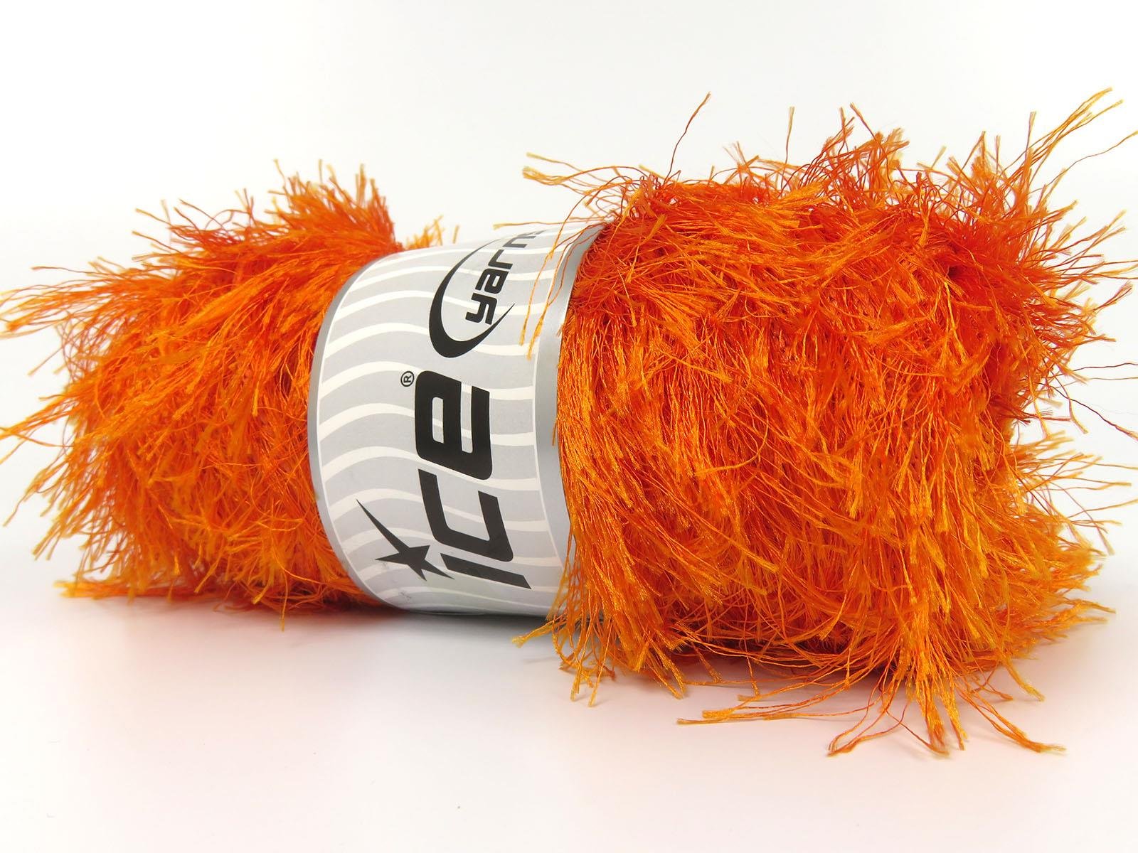 400 gr ICE YARNS EYELASH BULKY 400GR Hand Knitting Yarn Orange
