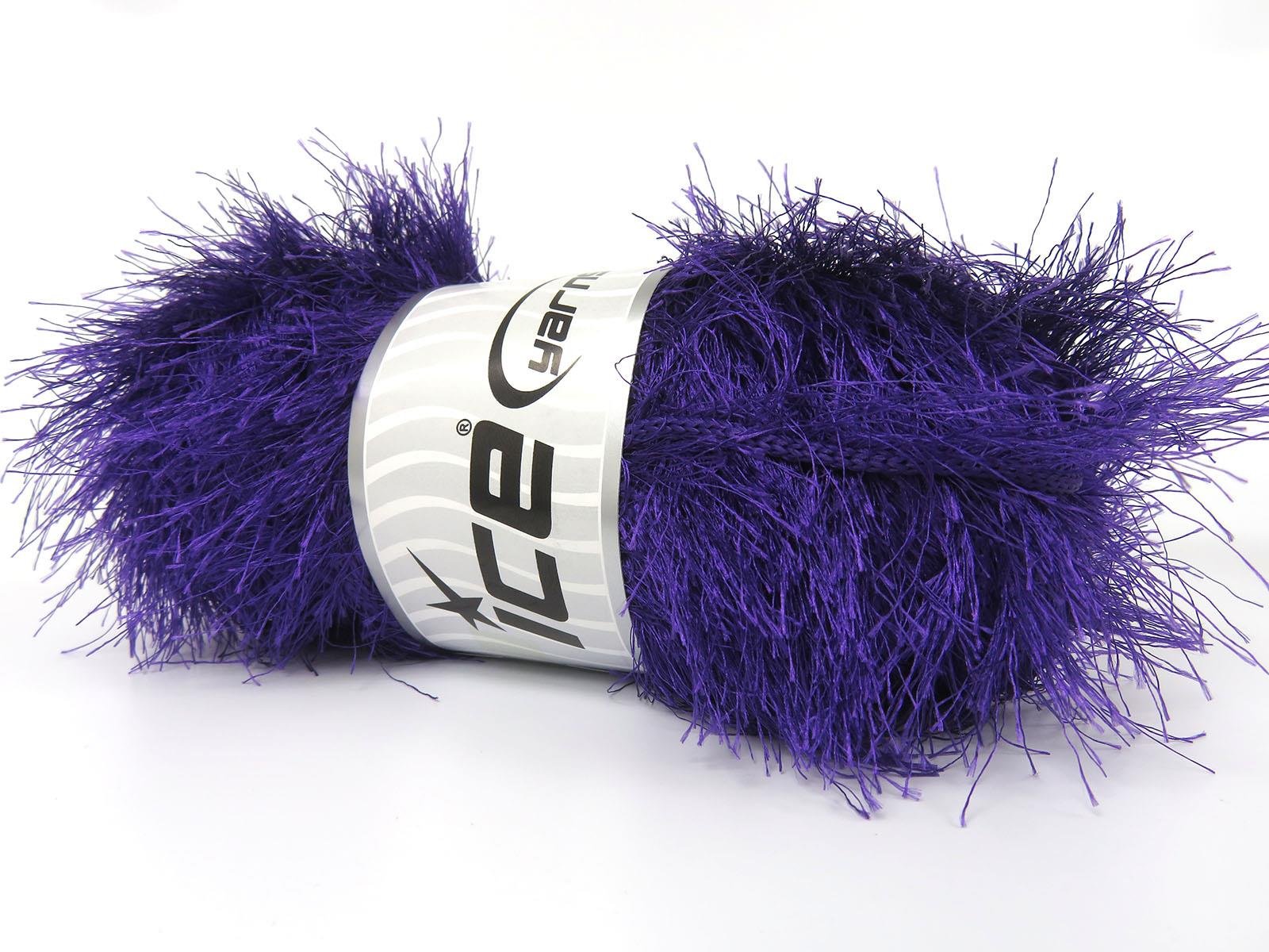400 gr ICE YARNS EYELASH BULKY 400GR Hand Knitting Yarn Purple