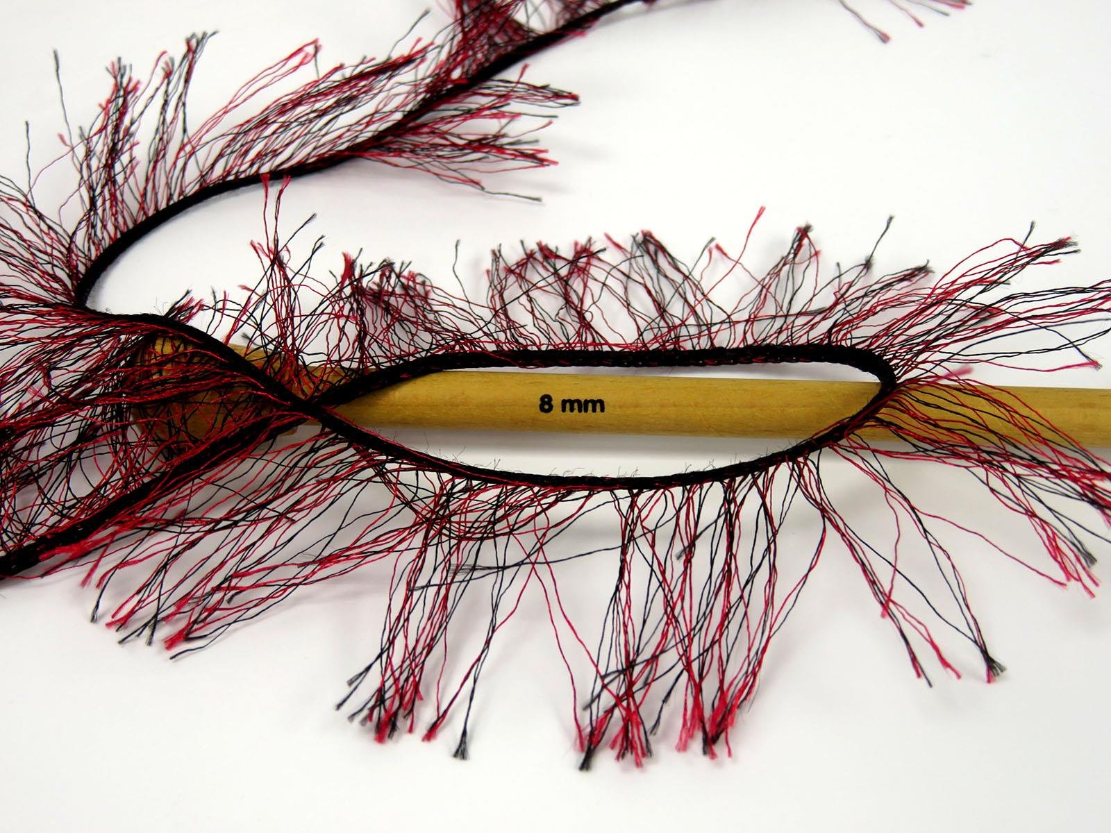 400 gr ICE YARNS EYELASH BULKY 400GR Hand Knitting Yarn Black Red