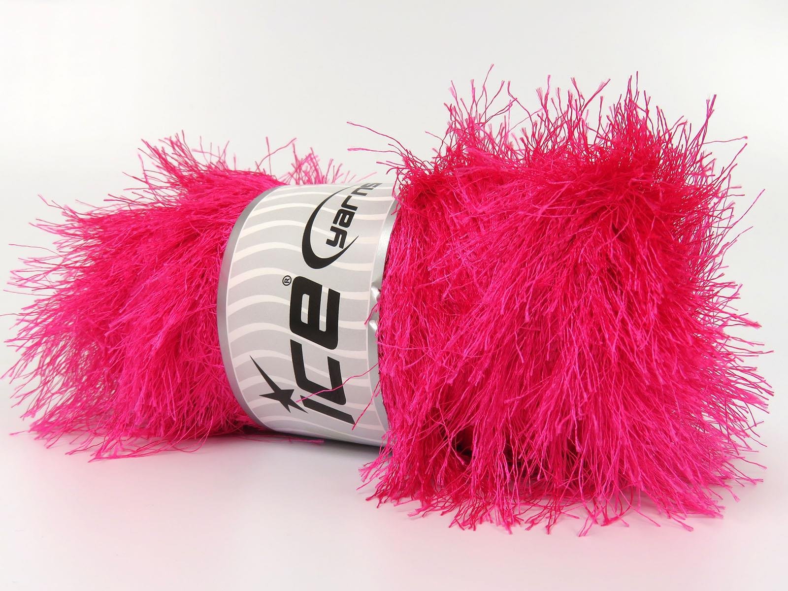 400 gr ICE YARNS EYELASH BULKY 400GR Hand Knitting Yarn Fuchsia