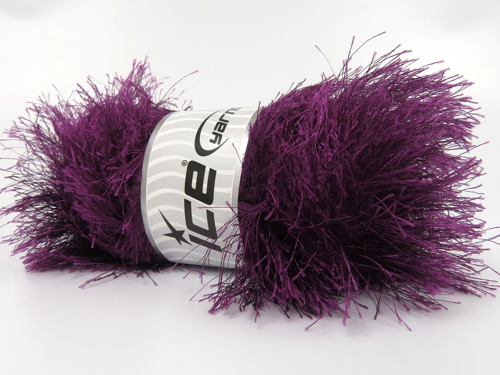 400 gr ICE YARNS EYELASH BULKY 400GR Hand Knitting Yarn Purple