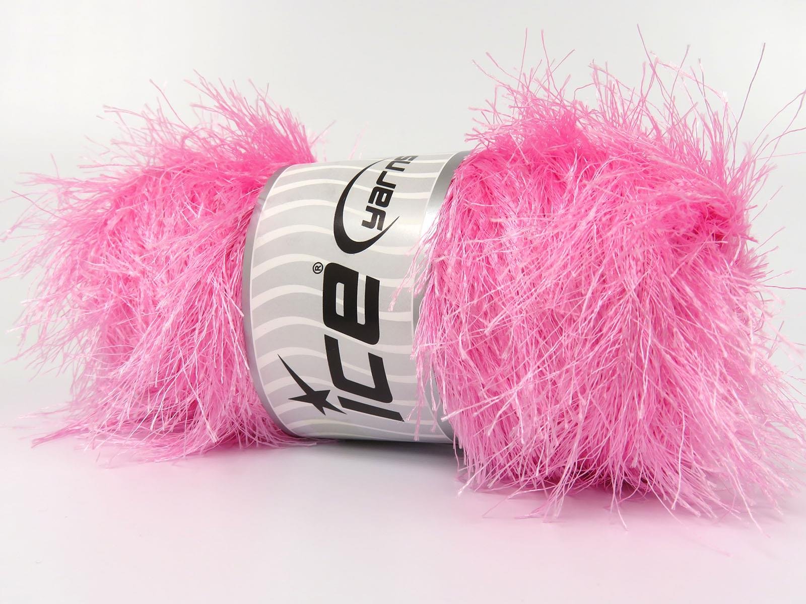 400 gr ICE YARNS EYELASH BULKY 400GR Hand Knitting Yarn Baby Pink