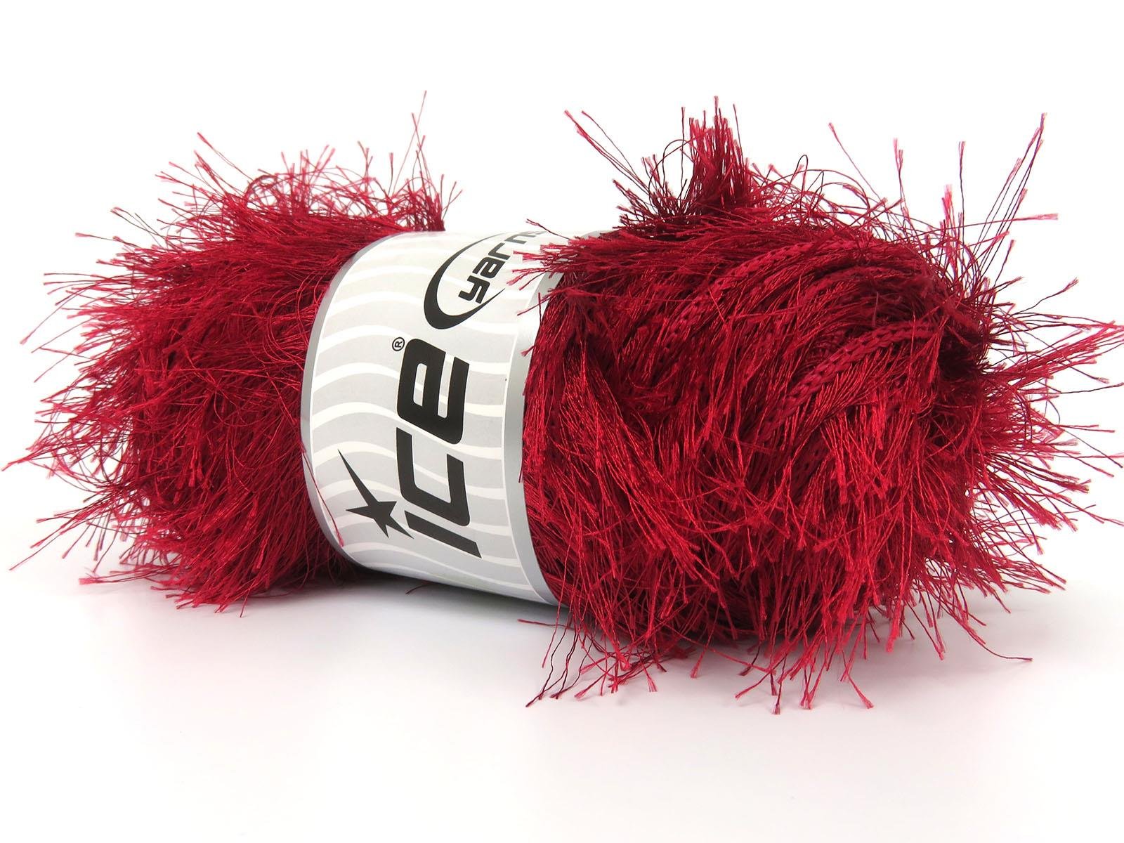 400 gr ICE YARNS EYELASH BULKY 400GR Hand Knitting Yarn Red