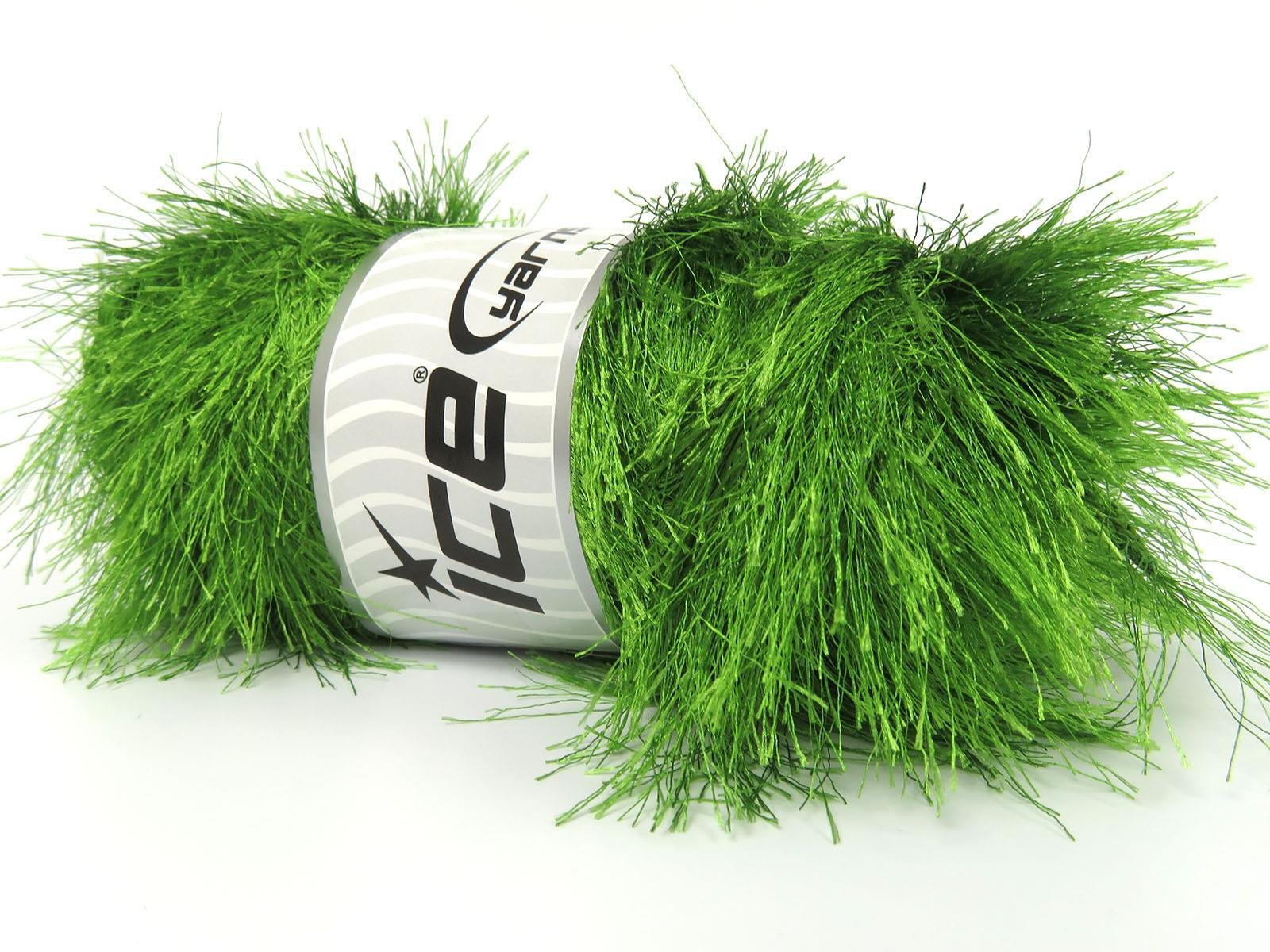 400 gr ICE YARNS EYELASH BULKY 400GR Hand Knitting Yarn Jungle Green